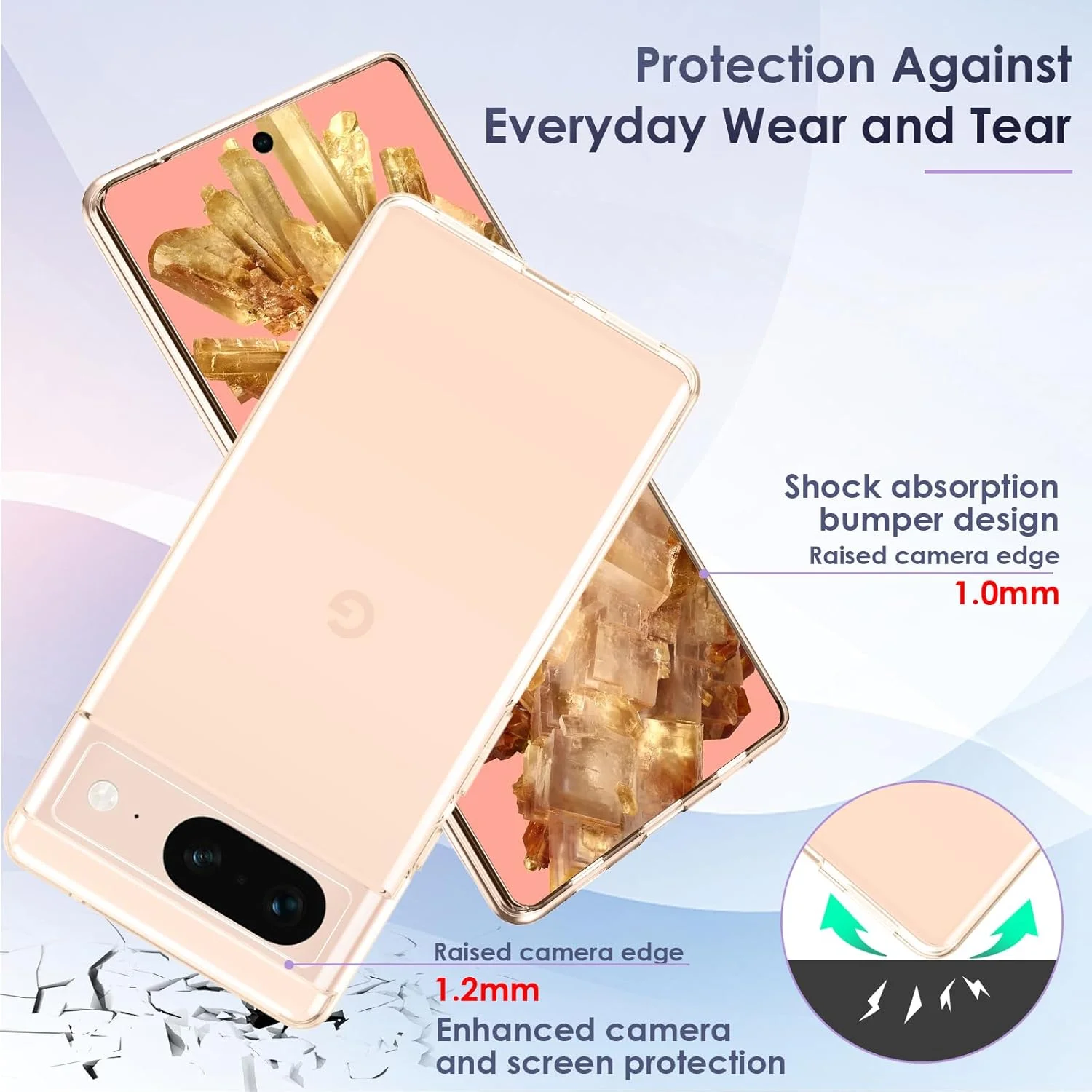 کاور Kiewhay سازگار با قاب Google Pixel 8، [مناسب Pixel 8 Pro نیست] [ضد زردی] [فوق العاده باریک] [شفاف HD] [محافظت در برابر سقوط] قاب TPU سیلیکونی - شفاف