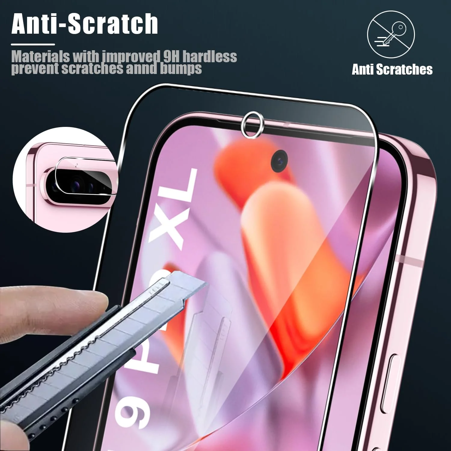 Holilo [2+2 Pieces Tempered Glass Film for Google Pixel 9 Pro XL Screen Protector and Camera Film, 9H Hardness Film HD Screen Protector Anti-Scratch Anti-fingerprint Holilo [2+2 Pieces Tempered Glass Film for Google Pixel 9 Pro XL Screen Protector and Camera Film, 9H Hardness Film HD Screen Protector Anti-Scratch Anti-fingerprint
