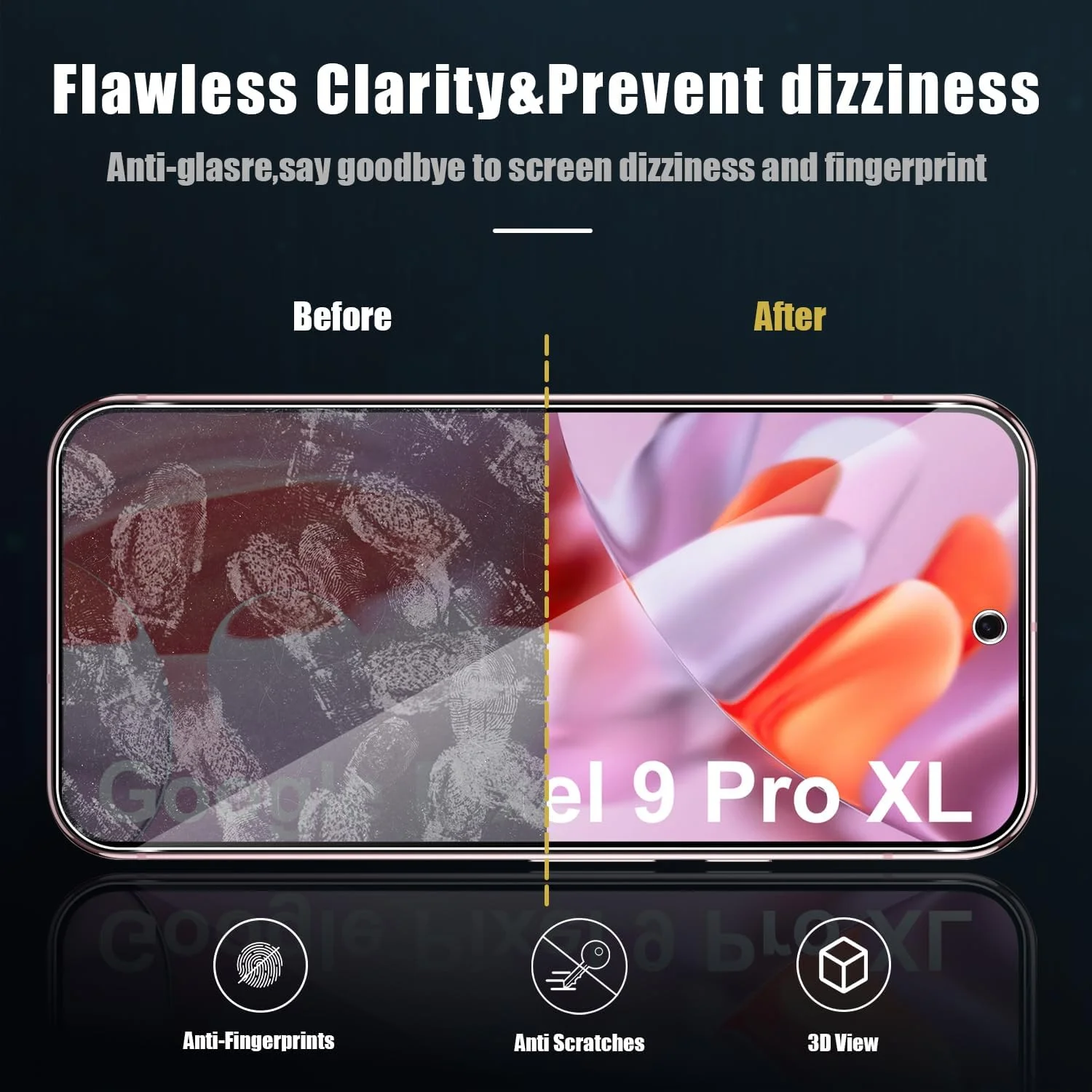 Holilo [2+2 Pieces Tempered Glass Film for Google Pixel 9 Pro XL Screen Protector and Camera Film, 9H Hardness Film HD Screen Protector Anti-Scratch Anti-fingerprint Holilo [2+2 Pieces Tempered Glass Film for Google Pixel 9 Pro XL Screen Protector and Camera Film, 9H Hardness Film HD Screen Protector Anti-Scratch Anti-fingerprint