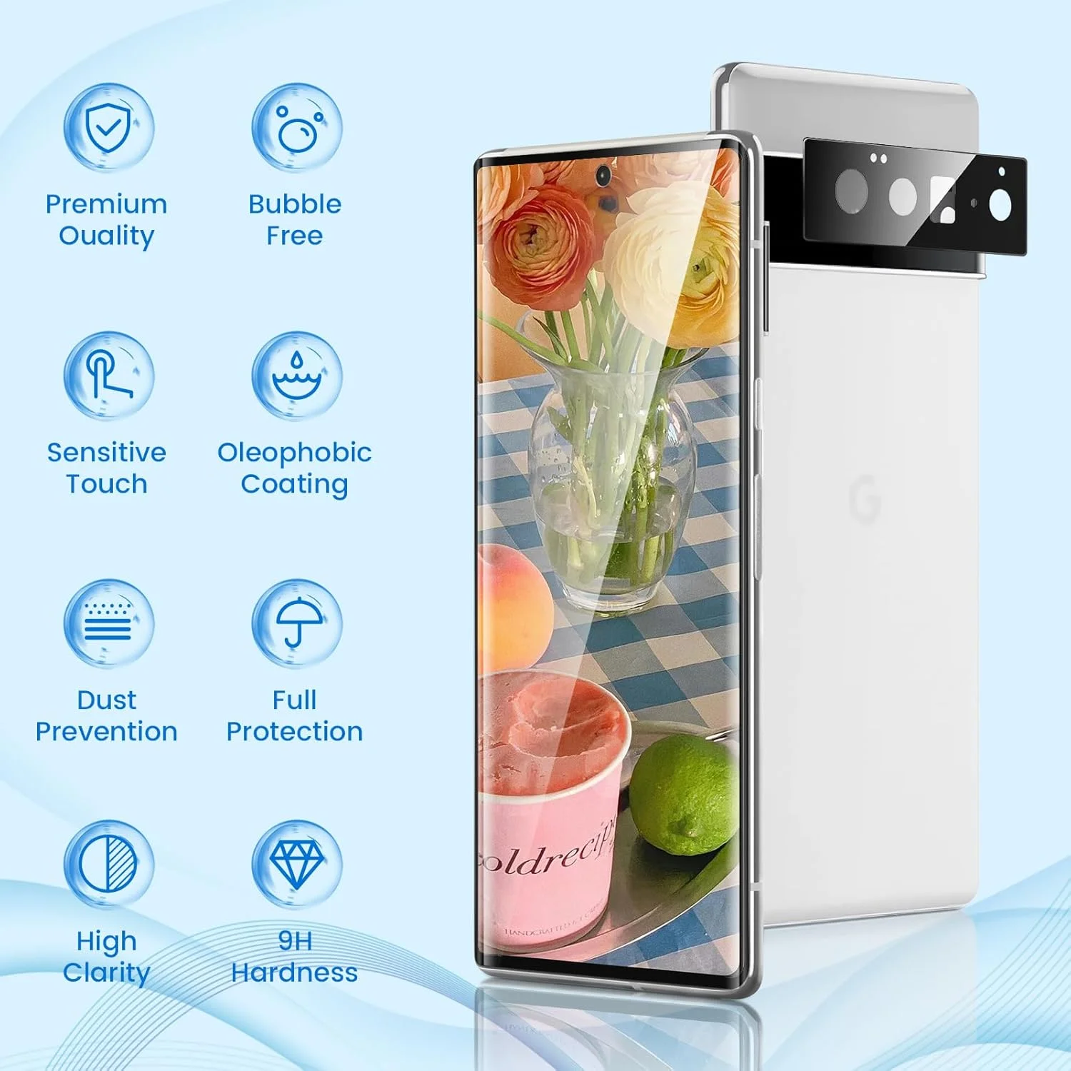 محافظ صفحه نمایش شیشه ای حرارت دیده uShield برای گوگل پیکسل 6 پرو، محافظ صفحه ضد خش، محافظ صفحه ضد اثر انگشت، 2 عدد محافظ صفحه نمایش + 2 عدد محافظ دوربین محافظ صفحه نمایش شیشه ای حرارت دیده uShield برای گوگل پیکسل 6 پرو، محافظ صفحه ضد خش، محافظ صفحه ضد اثر انگشت، 2 عدد محافظ صفحه نمایش + 2 عدد محافظ دوربین