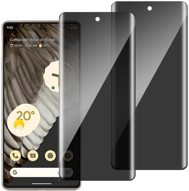محافظ صفحه نمایش حریم خصوصی شیشه ای تمپر شده chejuza برای گوگل پیکسل 6 پرو/7 پرو 5G [بسته 2 عددی]، سختی 9H، شیشه محافظ پوشش کامل، ضد جاسوسی، محافظ صفحه نمایش HD بدون حباب