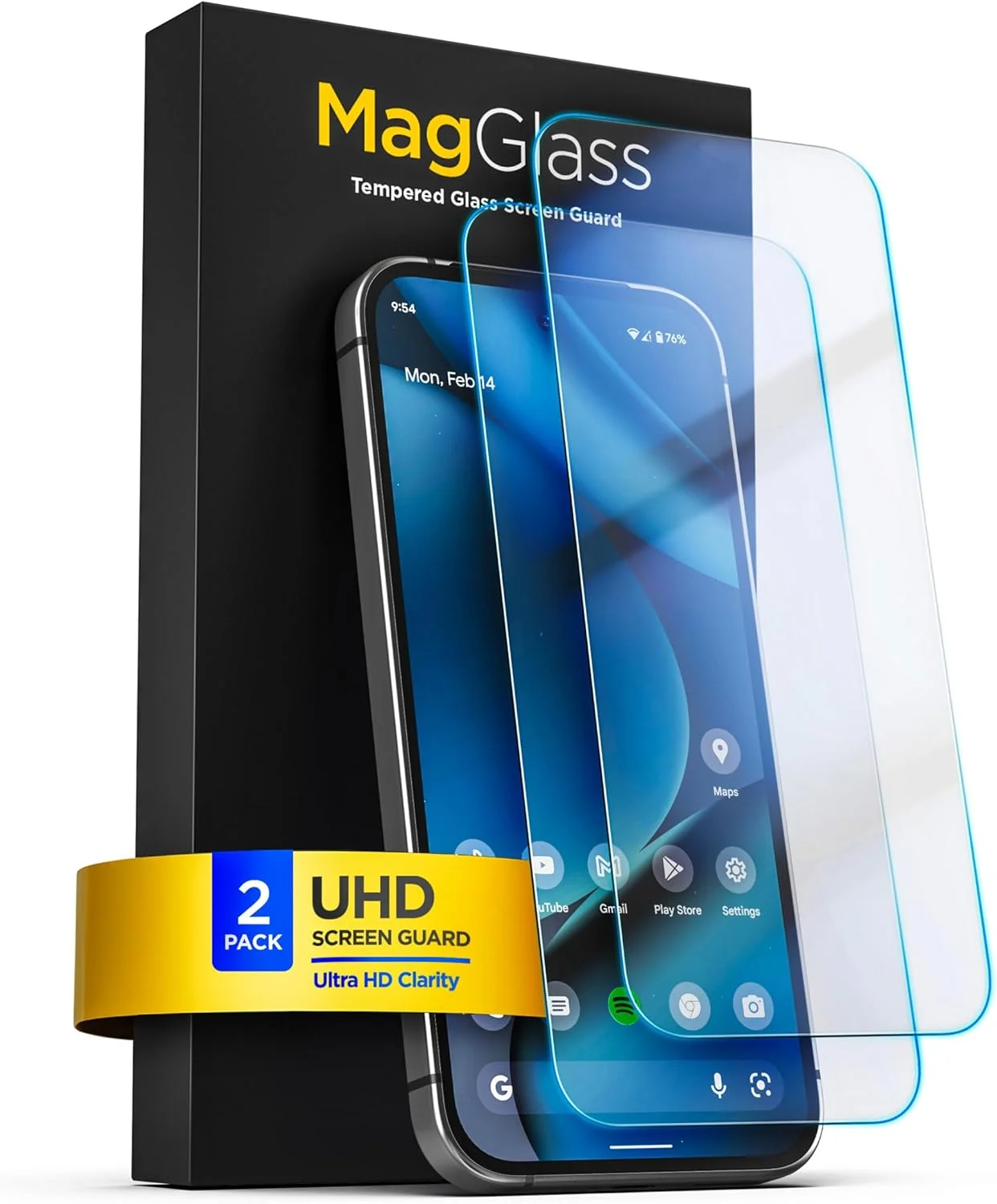 محافظ صفحه نمایش شیشه ای حرارت دیده MagGlass برای گوگل پیکسل 10/10 پرو (6.3 اینچ) به همراه اپلیکاتور نصب آسان (2 عددی)