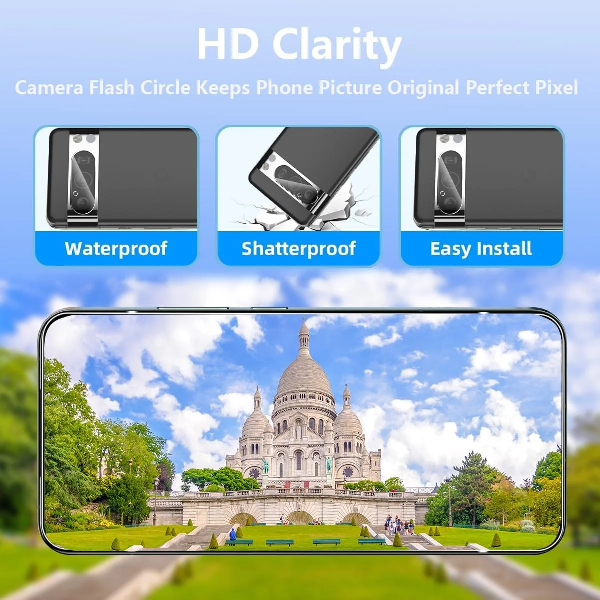 محافظ صفحه نمایش Bekiikoo برای گوگل پیکسل 8 پرو [غیر شیشه حرارت دیده] و محافظ دوربین گوگل پیکسل 8 پرو [2+2 عدد]، پوشش کامل بدون حباب فیلم HD برای گوگل پیکسل 8 پرو