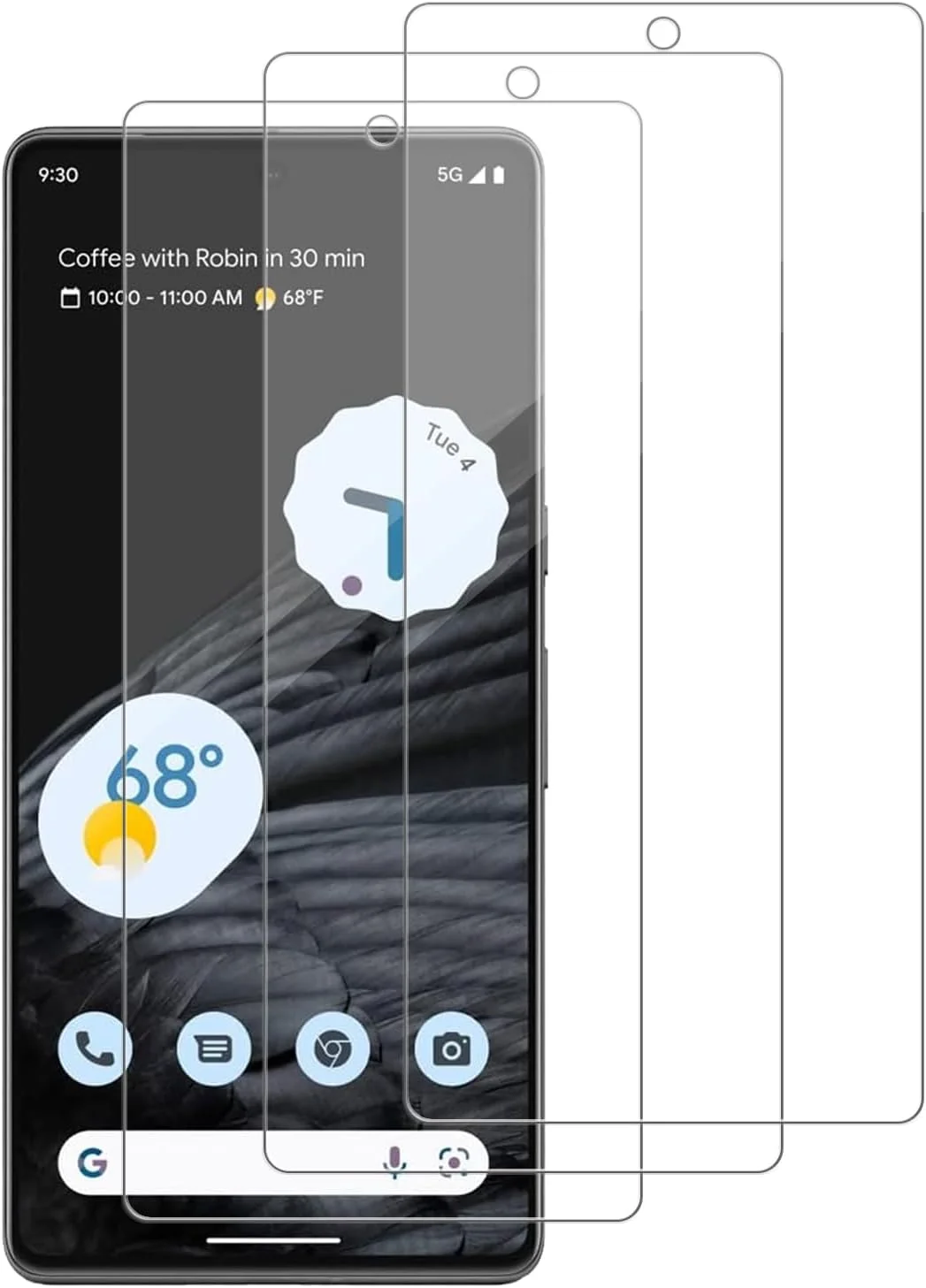 محافظ صفحه نمایش شیشه ای حرارت دیده WowFluy، بسته 3 عددی، مناسب برای گوگل پیکسل 6a / پیکسل 7a، ضد خش، بدون حباب، شفافیت HD، سختی 9H، نصب آسان، سازگار با قاب