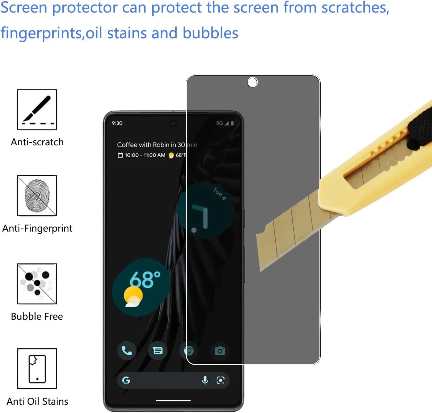 محافظ صفحه نمایش حریم خصوصی YIFNTANG [2 عدد] برای Google Pixel 7 5G، سختی 9H، ضد خش، محافظ صفحه نمایش شیشه ای حرارت دیده ضد جاسوسی برای Google Pixel 7 5G