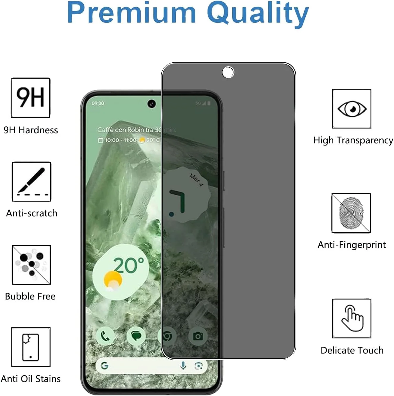 محافظ صفحه نمایش حریم خصوصی YIFNTANG [2 عدد] برای Google Pixel 8 5G، سختی 9H، ضد خش، محافظ صفحه نمایش شیشه ای حرارت دیده ضد جاسوسی برای Google Pixel 8 5G