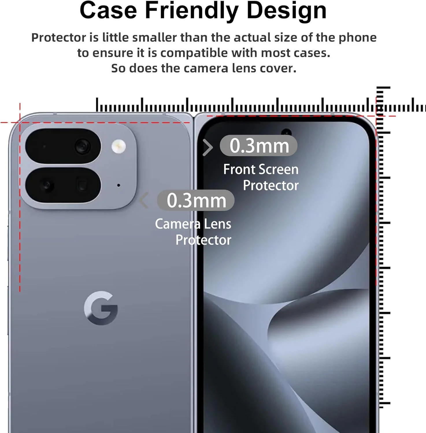 [بسته 2+2] محافظ صفحه نمایش Gruattreay سازگار با Google Pixel 10 Pro Fold 2025 به همراه محافظ لنز دوربین، [پشتیبانی از باز کردن قفل اثر انگشت] سختی 9H، فیلم شیشه ای حرارت دیده ضد خش
