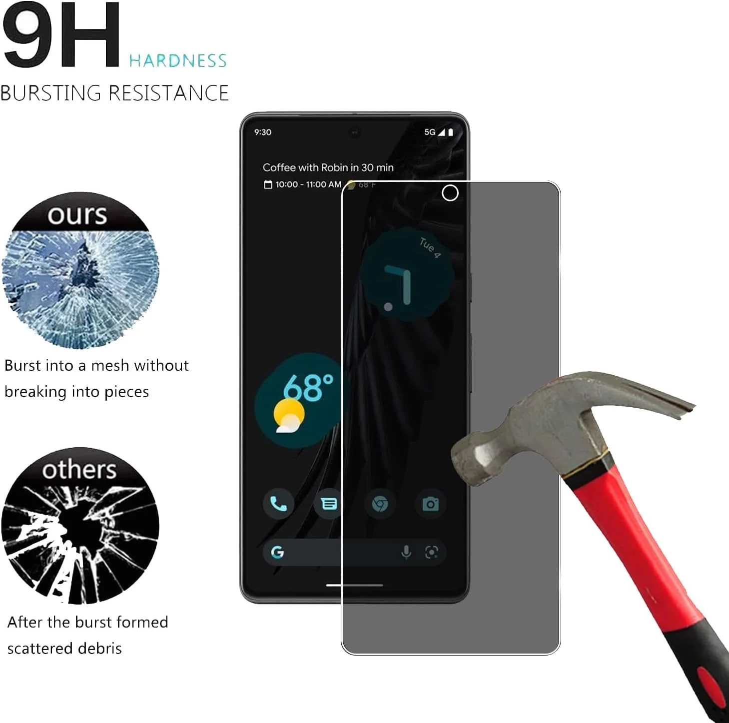 محافظ صفحه نمایش حریم خصوصی YIFNTANG [2 عدد] برای Google Pixel 7 5G، سختی 9H، ضد خش، محافظ صفحه نمایش شیشه ای حرارت دیده ضد جاسوسی برای Google Pixel 7 5G