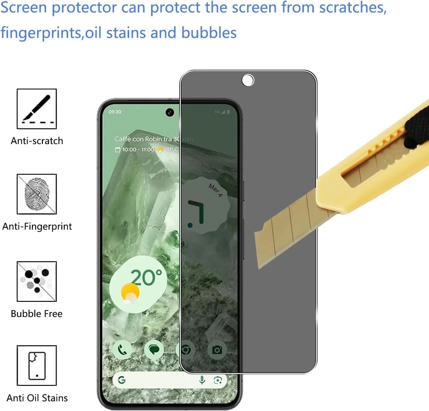 محافظ صفحه نمایش حریم خصوصی YIFNTANG [2 عدد] برای Google Pixel 8 5G، سختی 9H، ضد خش، محافظ صفحه نمایش شیشه ای حرارت دیده ضد جاسوسی برای Google Pixel 8 5G
