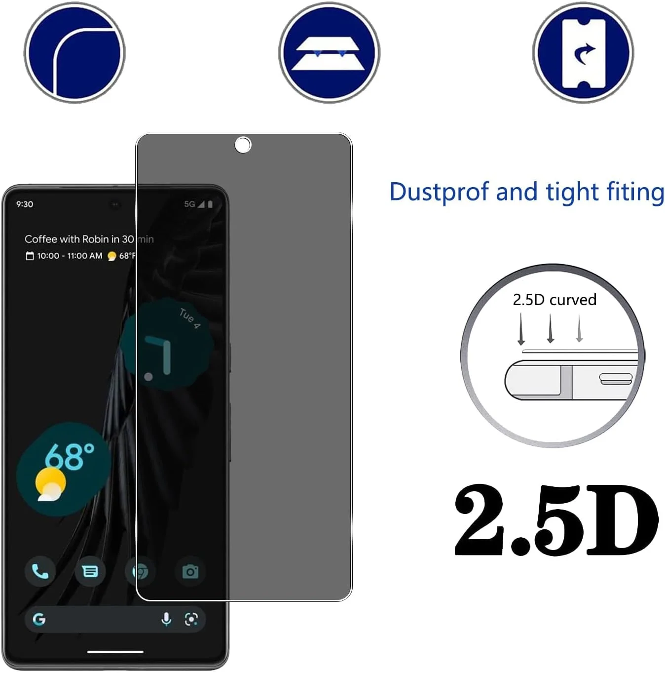 محافظ صفحه نمایش حریم خصوصی YIFNTANG [2 عدد] برای Google Pixel 7 5G، سختی 9H، ضد خش، محافظ صفحه نمایش شیشه ای حرارت دیده ضد جاسوسی برای Google Pixel 7 5G