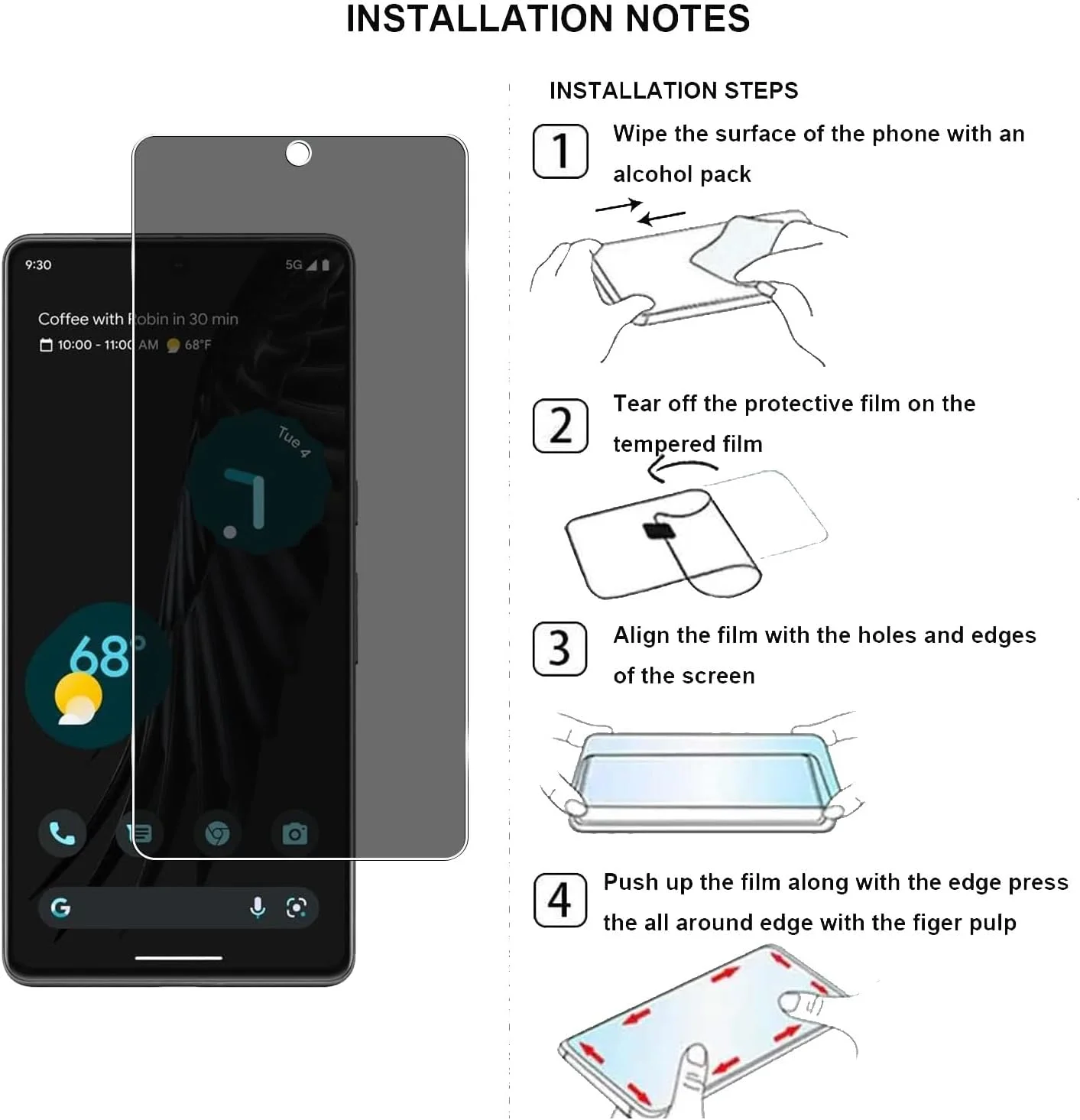 محافظ صفحه نمایش حریم خصوصی YIFNTANG [2 عدد] برای Google Pixel 7 5G، سختی 9H، ضد خش، محافظ صفحه نمایش شیشه ای حرارت دیده ضد جاسوسی برای Google Pixel 7 5G