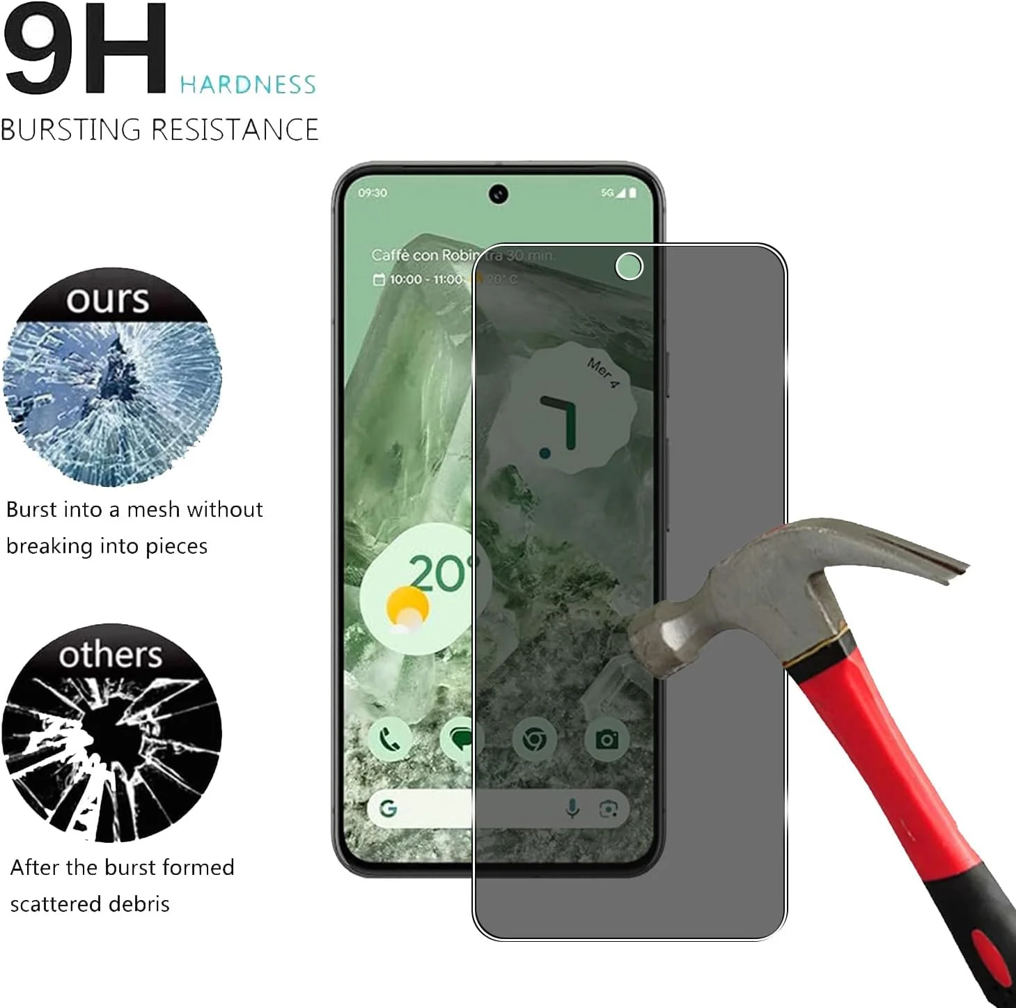 محافظ صفحه نمایش حریم خصوصی YIFNTANG [2 عدد] برای Google Pixel 8 5G، سختی 9H، ضد خش، محافظ صفحه نمایش شیشه ای حرارت دیده ضد جاسوسی برای Google Pixel 8 5G