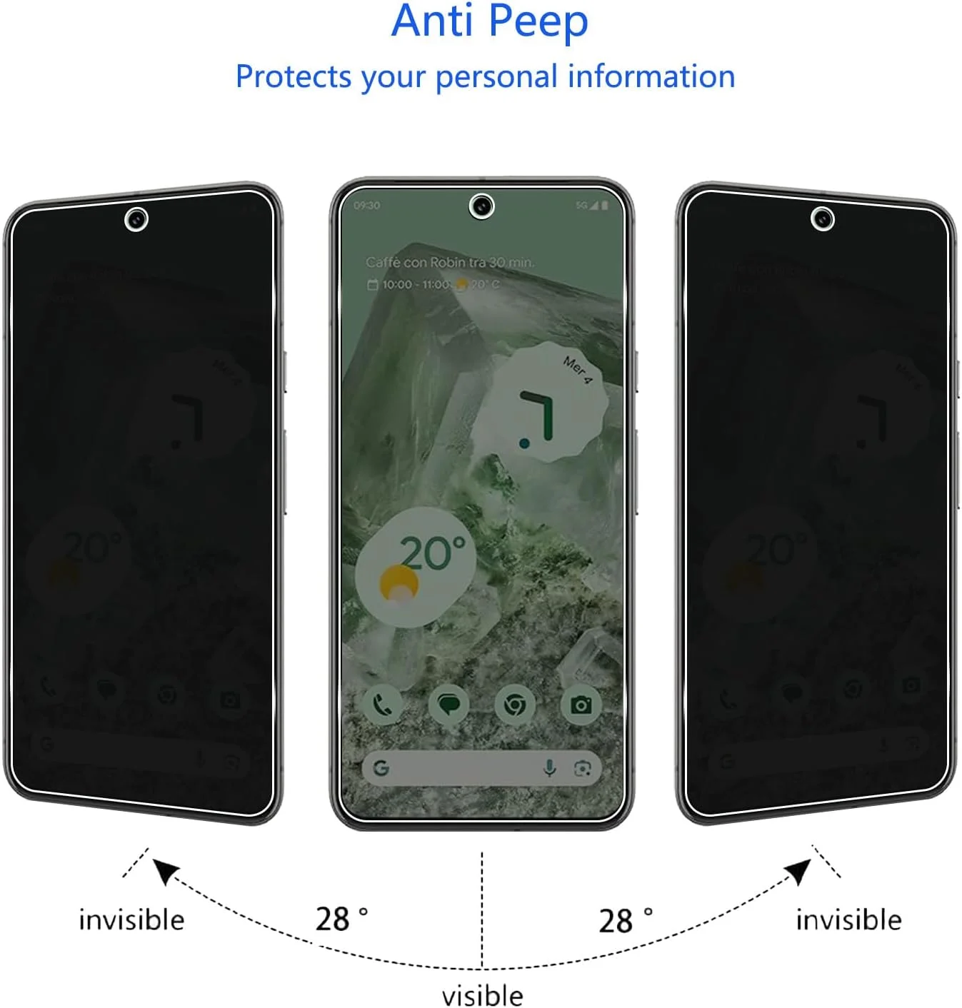 محافظ صفحه نمایش حریم خصوصی YIFNTANG [2 عدد] برای Google Pixel 8 5G، سختی 9H، ضد خش، محافظ صفحه نمایش شیشه ای حرارت دیده ضد جاسوسی برای Google Pixel 8 5G