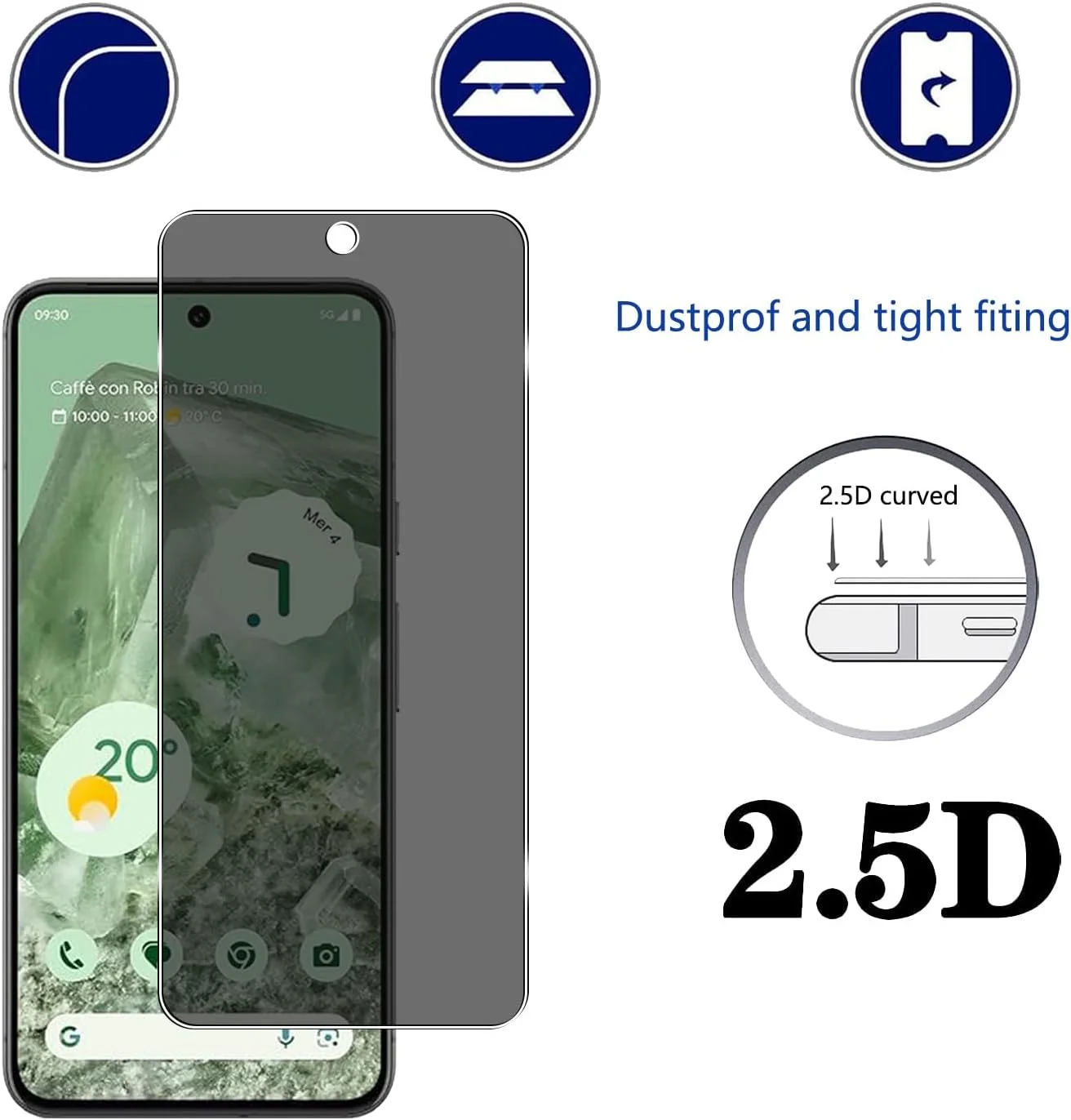 محافظ صفحه نمایش حریم خصوصی YIFNTANG [2 عدد] برای Google Pixel 8 5G، سختی 9H، ضد خش، محافظ صفحه نمایش شیشه ای حرارت دیده ضد جاسوسی برای Google Pixel 8 5G