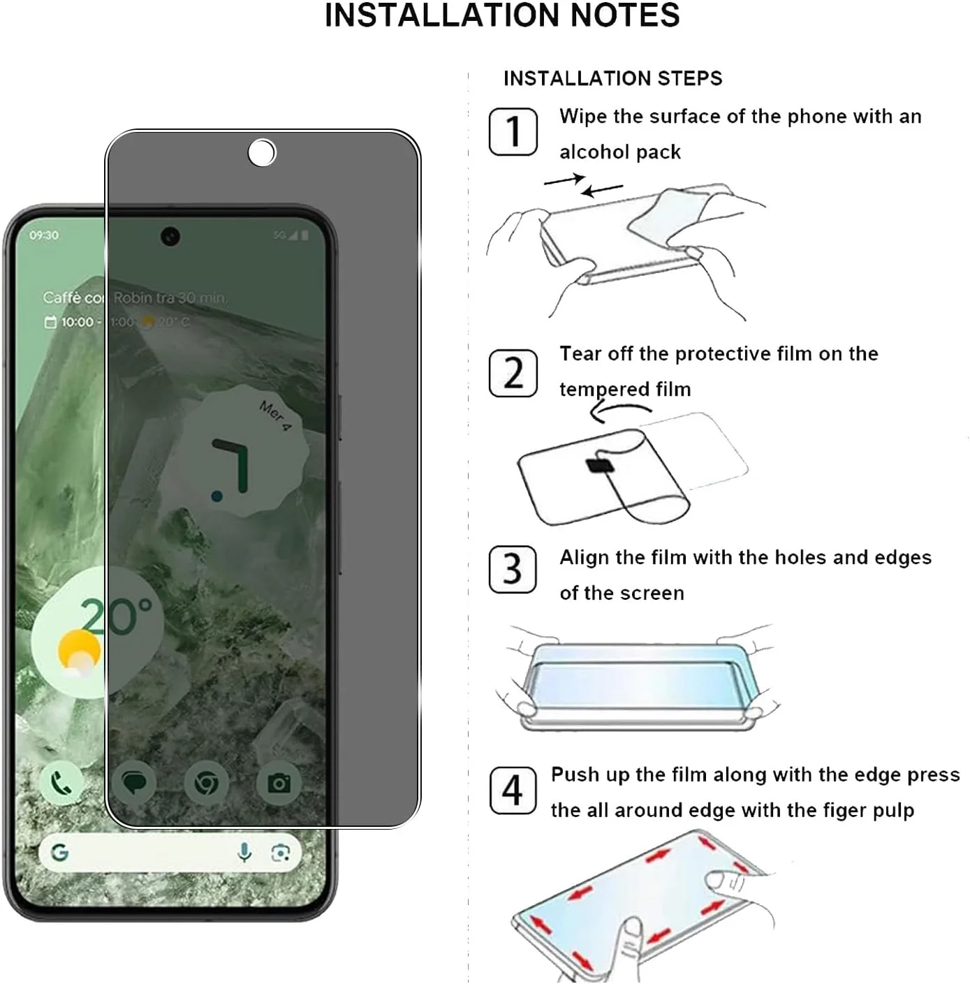 محافظ صفحه نمایش حریم خصوصی YIFNTANG [2 عدد] برای Google Pixel 8 5G، سختی 9H، ضد خش، محافظ صفحه نمایش شیشه ای حرارت دیده ضد جاسوسی برای Google Pixel 8 5G