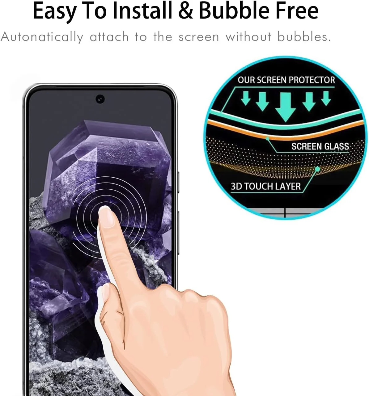 محافظ صفحه نمایش Afikyutu برای گوگل پیکسل 8، 2 عدد شیشه حرارت دیده + 2 عدد محافظ لنز دوربین، ضد خش، نصب آسان، شیشه حرارت دیده با سختی 9H محافظ صفحه نمایش Afikyutu برای گوگل پیکسل 8، 2 عدد شیشه حرارت دیده + 2 عدد محافظ لنز دوربین، ضد خش، نصب آسان، شیشه حرارت دیده با سختی 9H