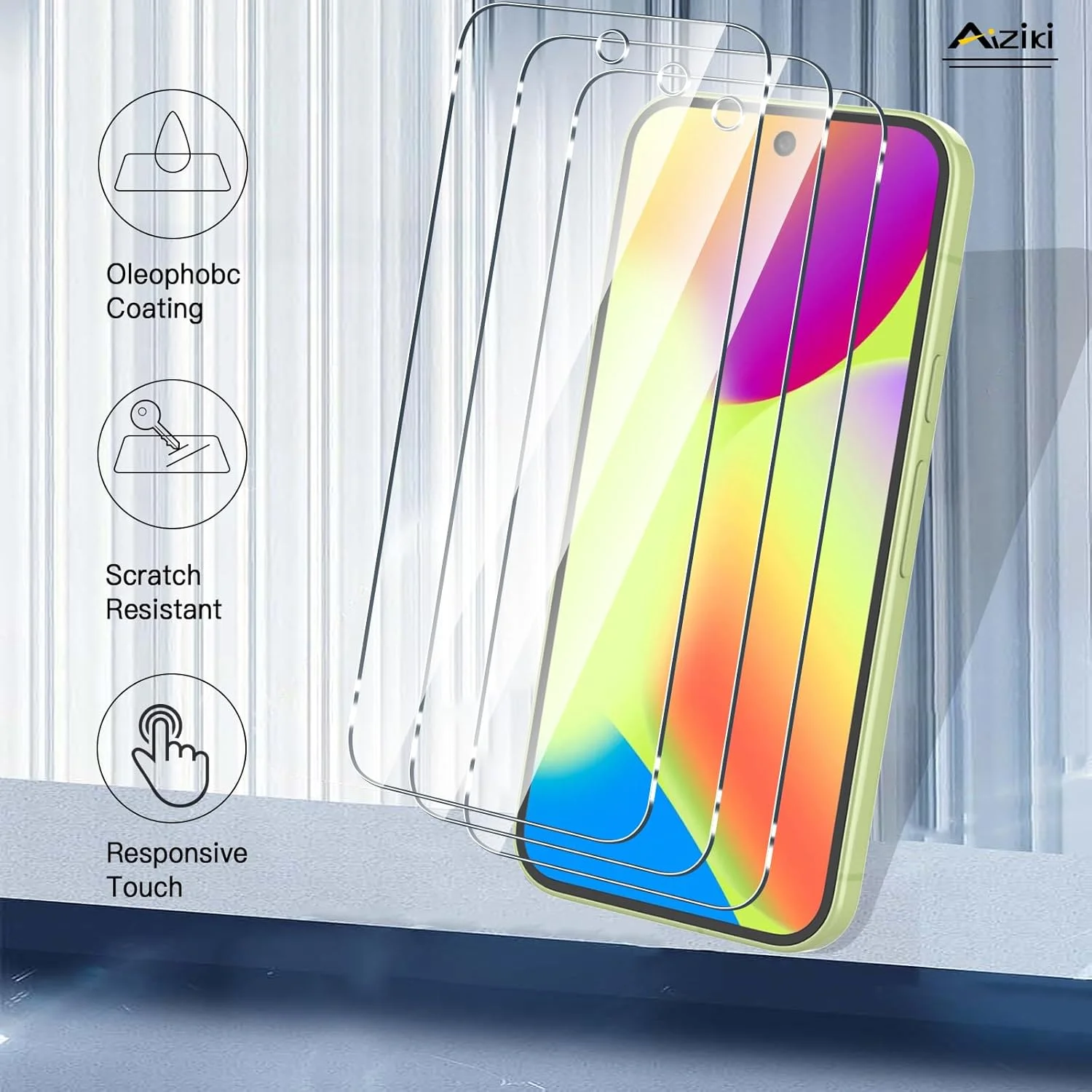 محافظ صفحه نمایش شیشه ای Aiziki [3 عدد برای گوگل پیکسل 10/10 پرو با ابزار نصب آسان، 0.33 میلی متر فوق العاده شفاف، ضد اثر انگشت، بدون حباب، فوق العاده مقاوم، HD شفاف]