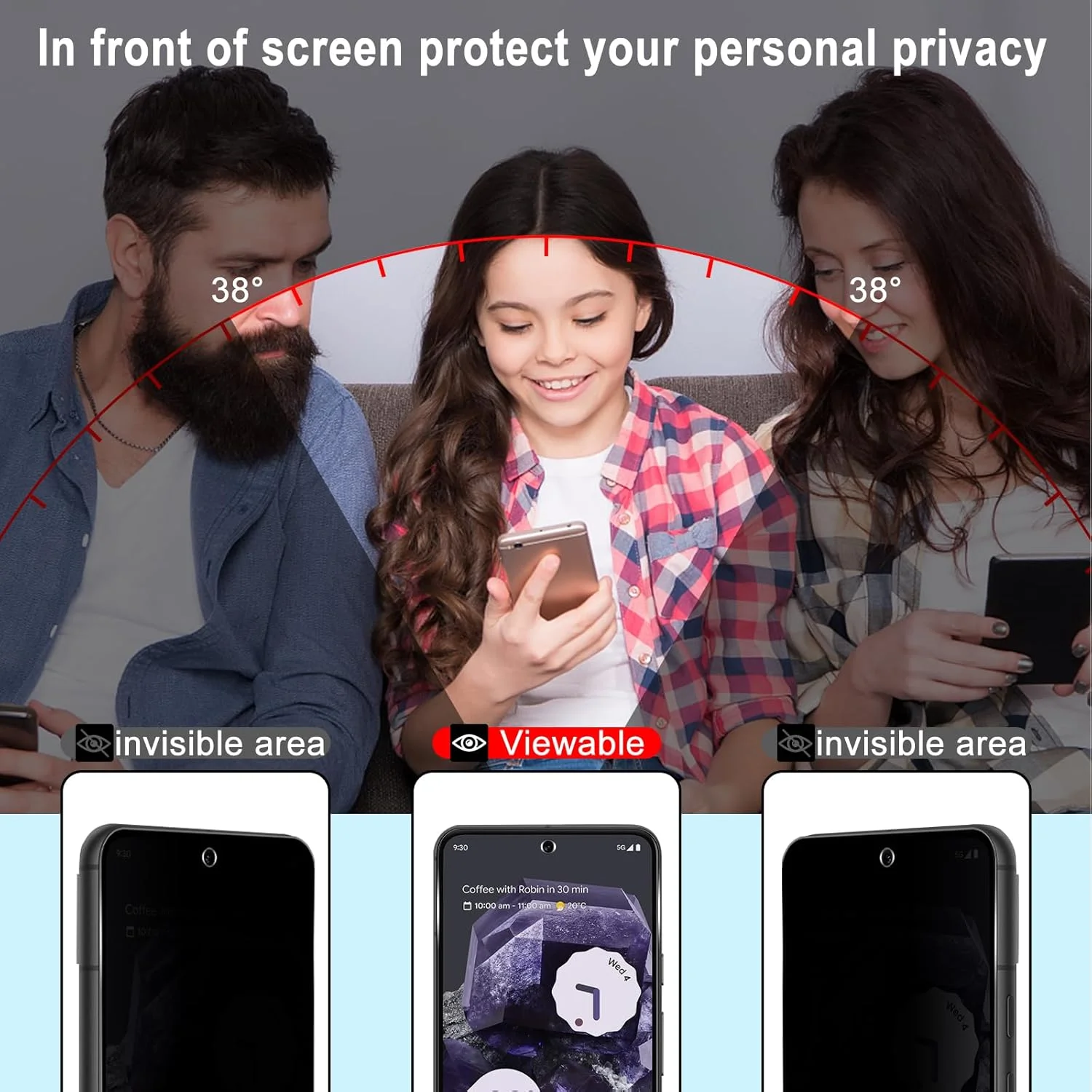 محافظ صفحه حریم خصوصی MiKoyi سازگار با Google Pixel 8 [2 + 2 عدد] فیلم محافظ لنز دوربین ضد جاسوسی ضد خش سختی 9H برای Google Pixel 8