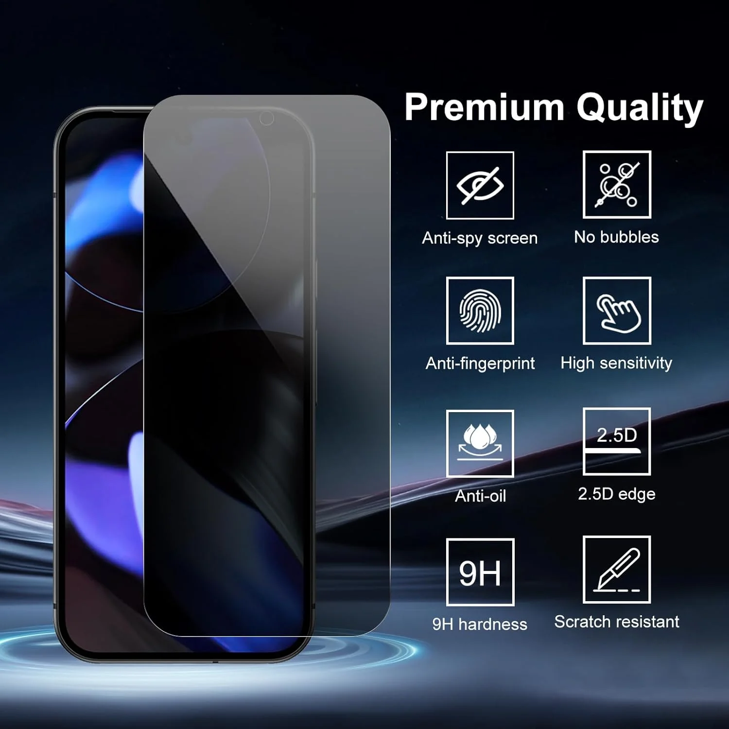 محافظ صفحه نمایش حریم خصوصی QZGWDY بسته 2 عددی برای Google Pixel 9/Google Pixel 9pro، بدون حباب، بادوام، شیشه با سختی 9H محافظ صفحه نمایش حریم خصوصی QZGWDY بسته 2 عددی برای Google Pixel 9/Google Pixel 9pro، بدون حباب، بادوام، شیشه با سختی 9H