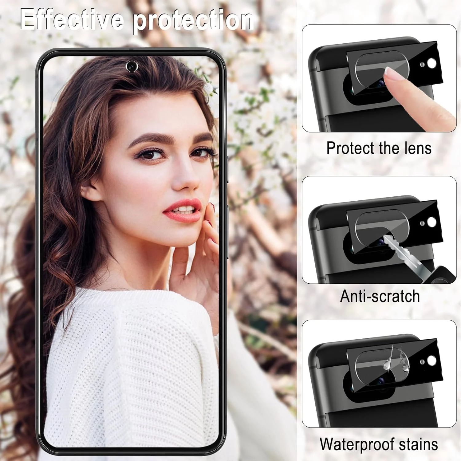 محافظ صفحه حریم خصوصی MiKoyi سازگار با Google Pixel 8 [2 + 2 عدد] فیلم محافظ لنز دوربین ضد جاسوسی ضد خش سختی 9H برای Google Pixel 8