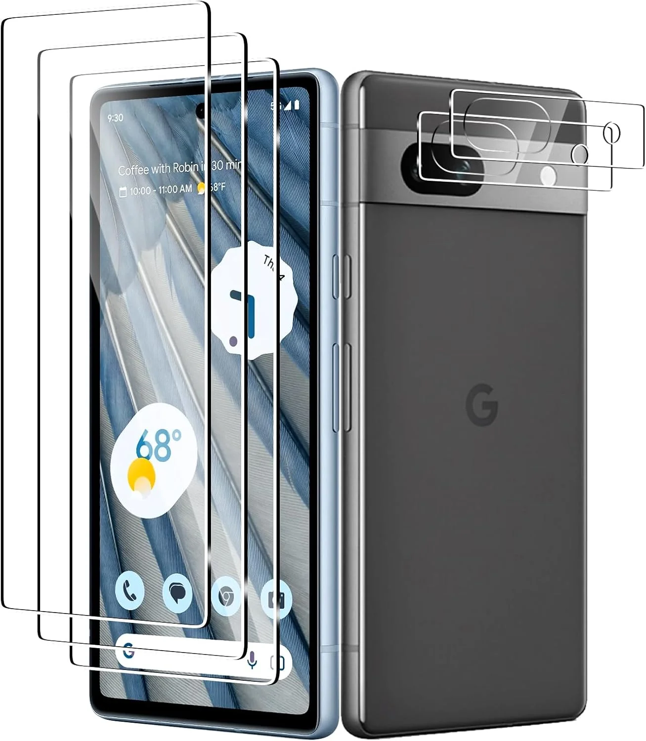 FWKDWHPH Tempered Glass Screen Protector for Google Pixel 7a for Tempered Glass and Camera Protective Film, 9H Hardness, Scratch-Resistant, Bubble-Free, HD Screen Protector for Google Pixel 7a, Pack