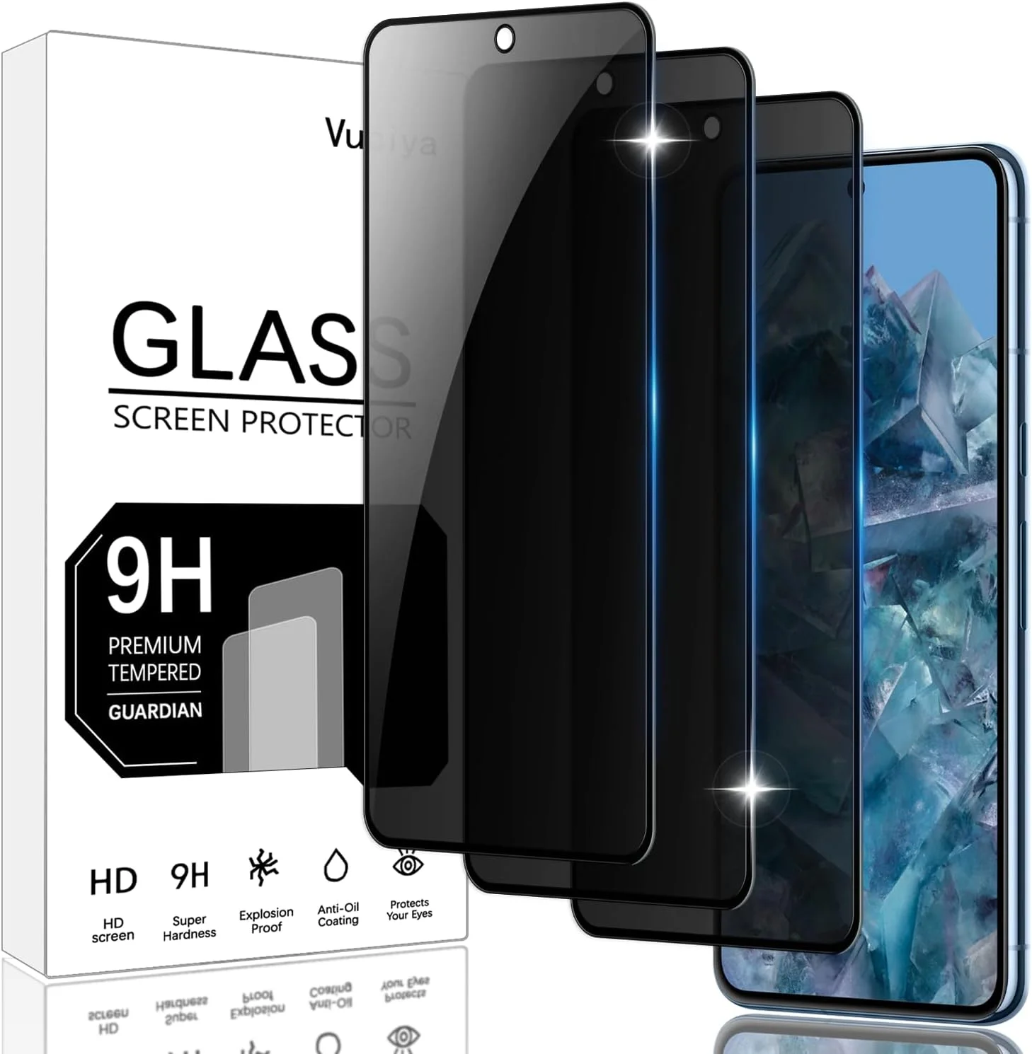 محافظ صفحه نمایش شیشه ای حرارت دیده Vuciya Google Pixel 8 Pro، فیلم شیشه ای با سختی H، مقاوم در برابر خراش، HD فوق العاده شفاف برای Google Pixel 8 Pro