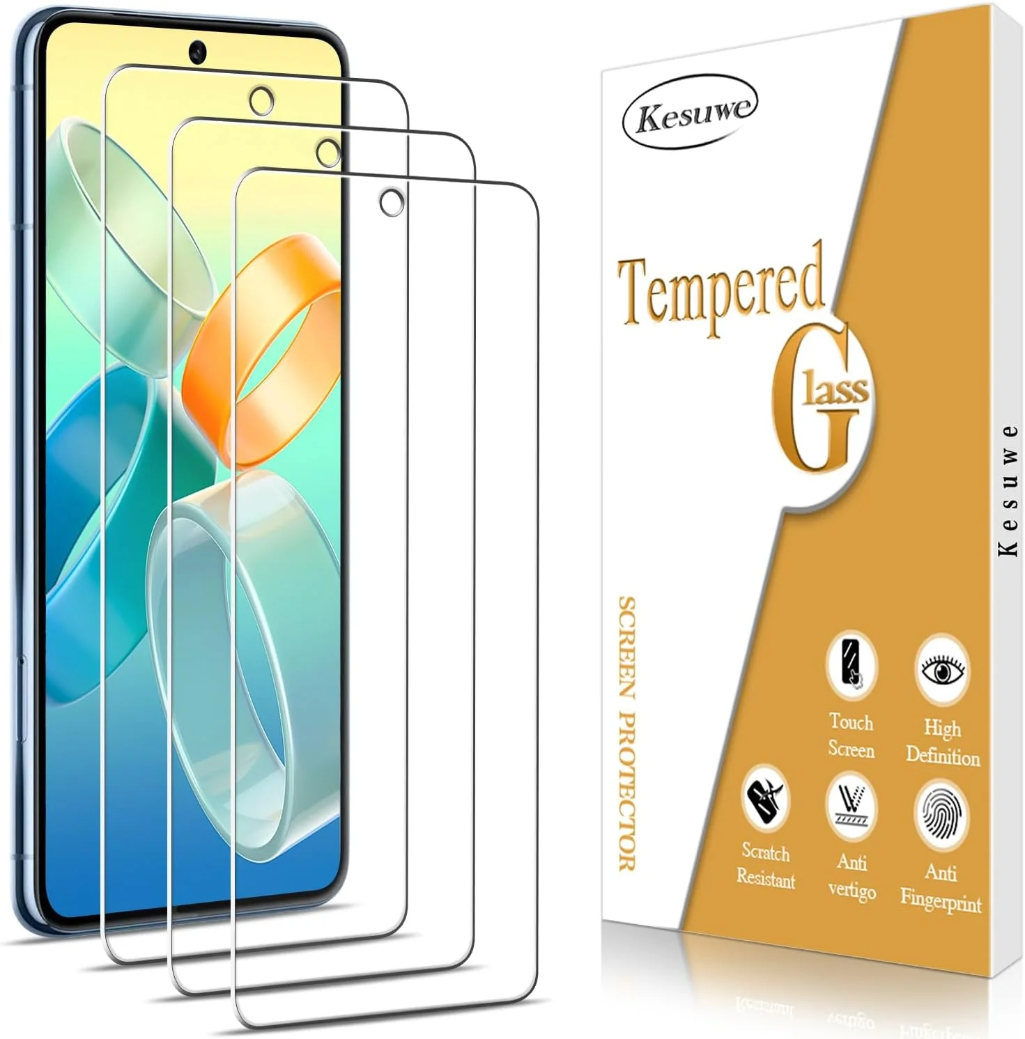 Kesuwe [3 Pack] Screen Protector for Google Pixel 8 Pro Tempered Glass, Anti-Scratch, 9H Hardness, Ultra Resistant, Bubble Free, HD Clear, Case Friendly, Easy Installation
