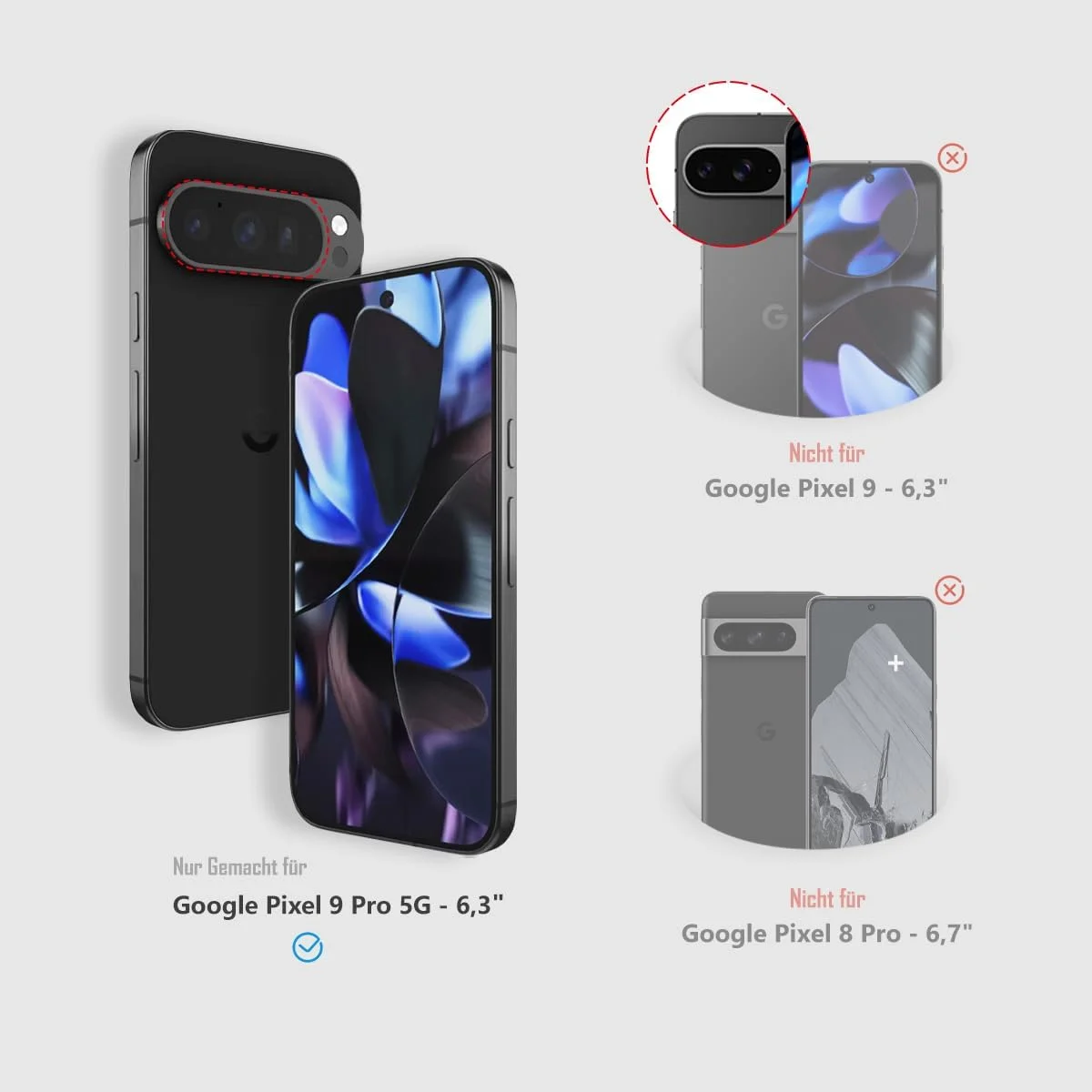 محافظ صفحه نمایش Three-Tree برای Google Pixel 9 Pro 5G، [تشخیص اثر انگشت با دقت بالا] فیلم لمسی حساس، محافظ صفحه شیشه ای حرارت دیده ضد خش 9H بسته 2 عددی برای Google Pixel 9 Pro