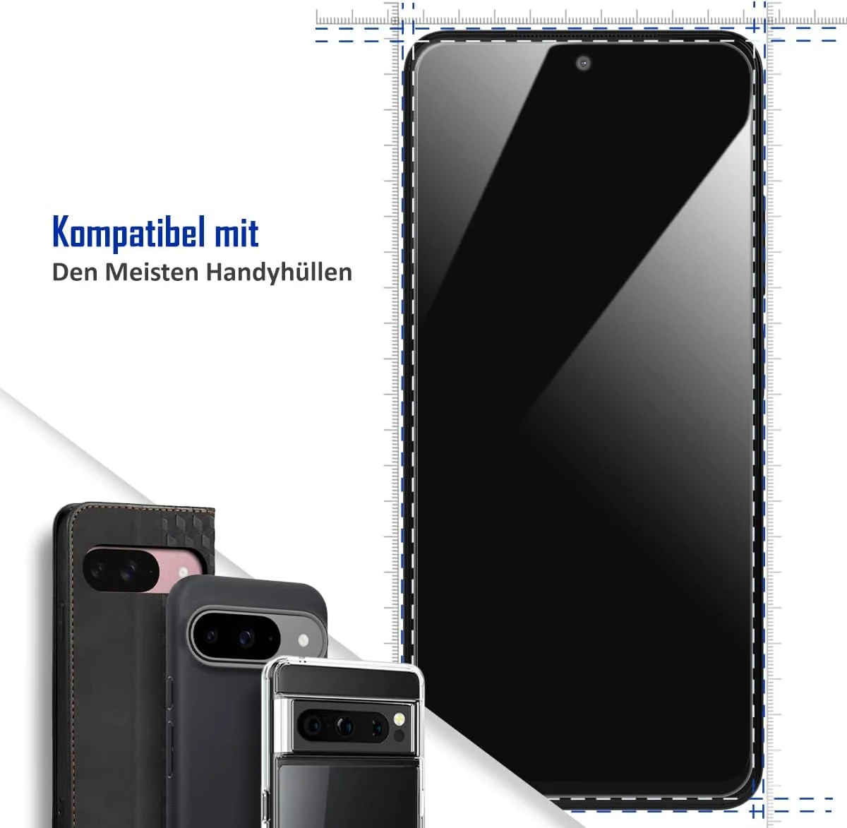 محافظ صفحه نمایش Three-Tree برای Google Pixel 9 Pro 5G، [تشخیص اثر انگشت با دقت بالا] فیلم لمسی حساس، محافظ صفحه شیشه ای حرارت دیده ضد خش 9H بسته 2 عددی برای Google Pixel 9 Pro