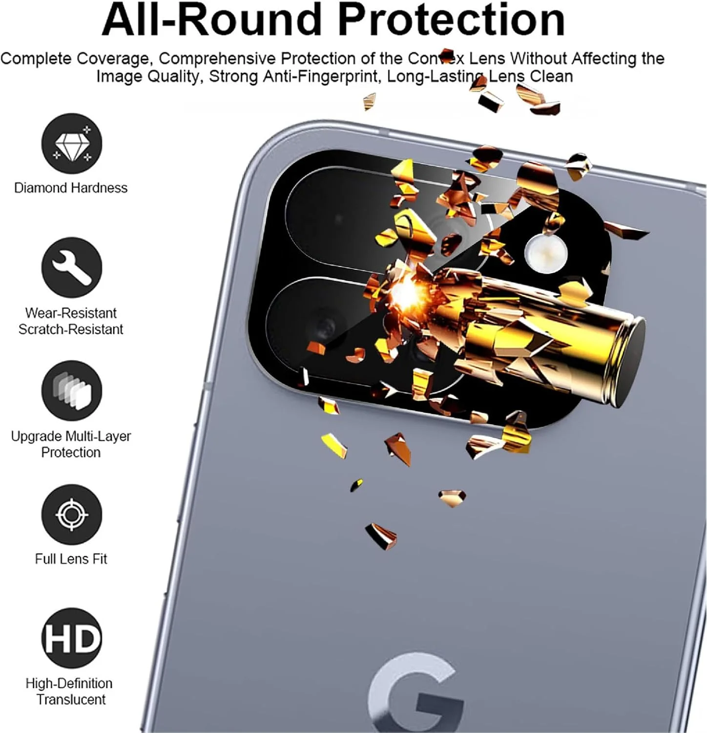 GIOPUEY بسته 2 عددی محافظ دوربین [محافظت کامل] سازگار با Google Pixel 10 Pro Fold، محافظ صفحه نمایش شیشه ای HD [ضد اثر انگشت] محافظ دوربین