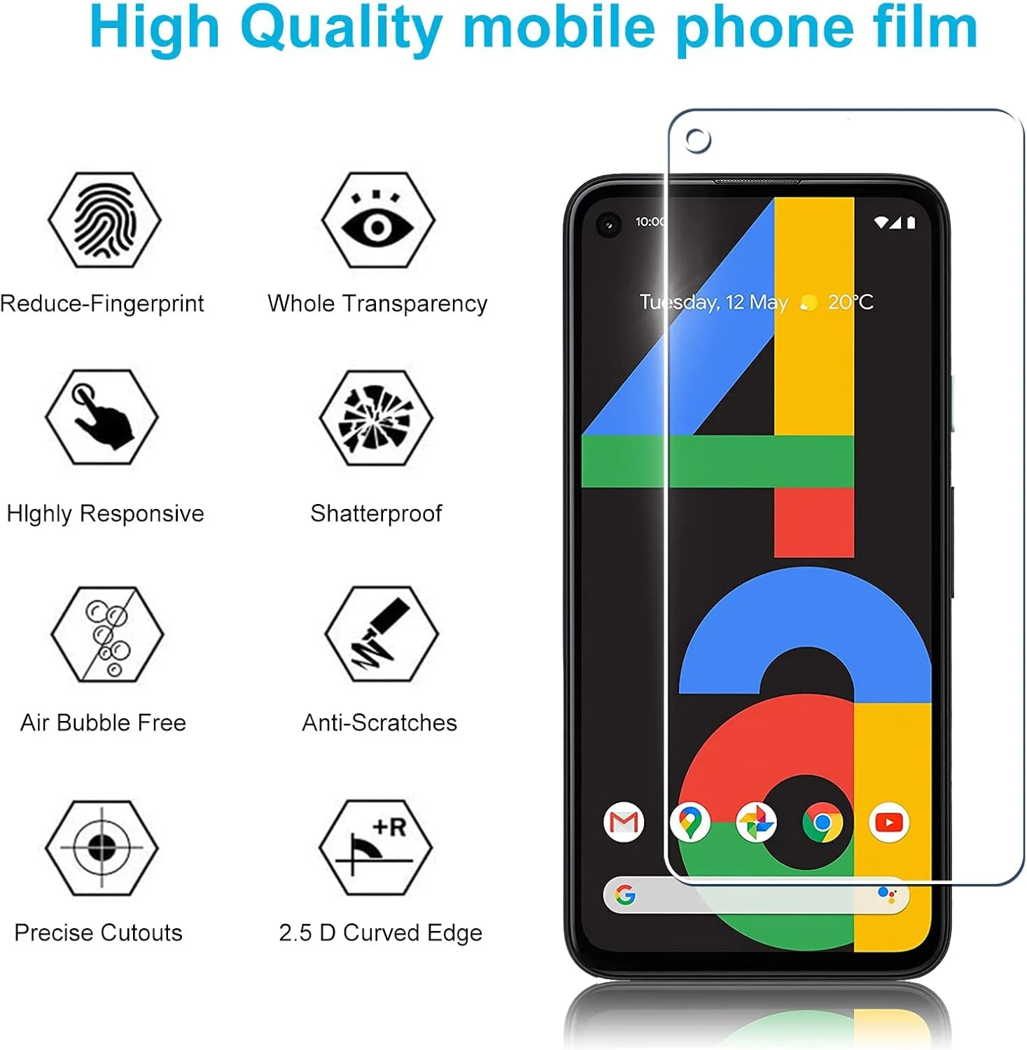 محافظ صفحه نمایش شیشه ای حرارت دیده دیدیسکی برای گوگل پیکسل 4a 4G 5.8 اینچ (نه برای پیکسل 4A 5G)، [بسته 2 عددی] محافظ صفحه نمایش، لمس نرم، تمیز کردن آسان، نصب آسان، شفاف