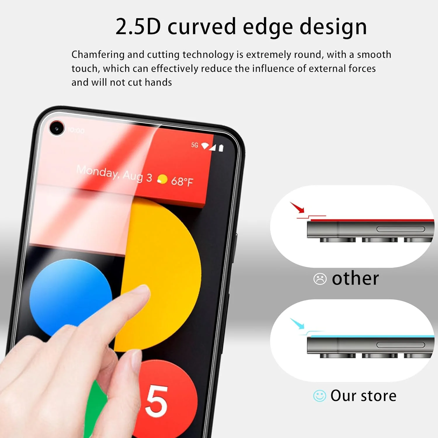 محافظ صفحه نمایش شیشه ای حرارت دیده HKKAIS برای گوگل پیکسل 5، بسته 2 عددی محافظ صفحه نمایش شیشه ای حرارت دیده HKKAIS برای گوگل پیکسل 5، بسته 2 عددی