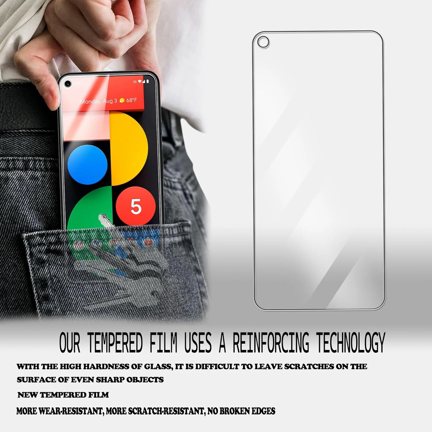 محافظ صفحه نمایش شیشه ای حرارت دیده HKKAIS برای گوگل پیکسل 5، بسته 2 عددی محافظ صفحه نمایش شیشه ای حرارت دیده HKKAIS برای گوگل پیکسل 5، بسته 2 عددی