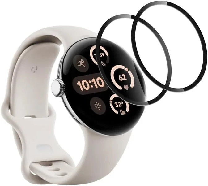 محافظ صفحه نمایش Banuyaw سازگار با ساعت هوشمند Google Pixel Watch 3 41mm، محافظ صفحه شیشه ای حرارت دیده TPU نرم، بسته 2 عددی محافظ شیشه ای فوق شفاف