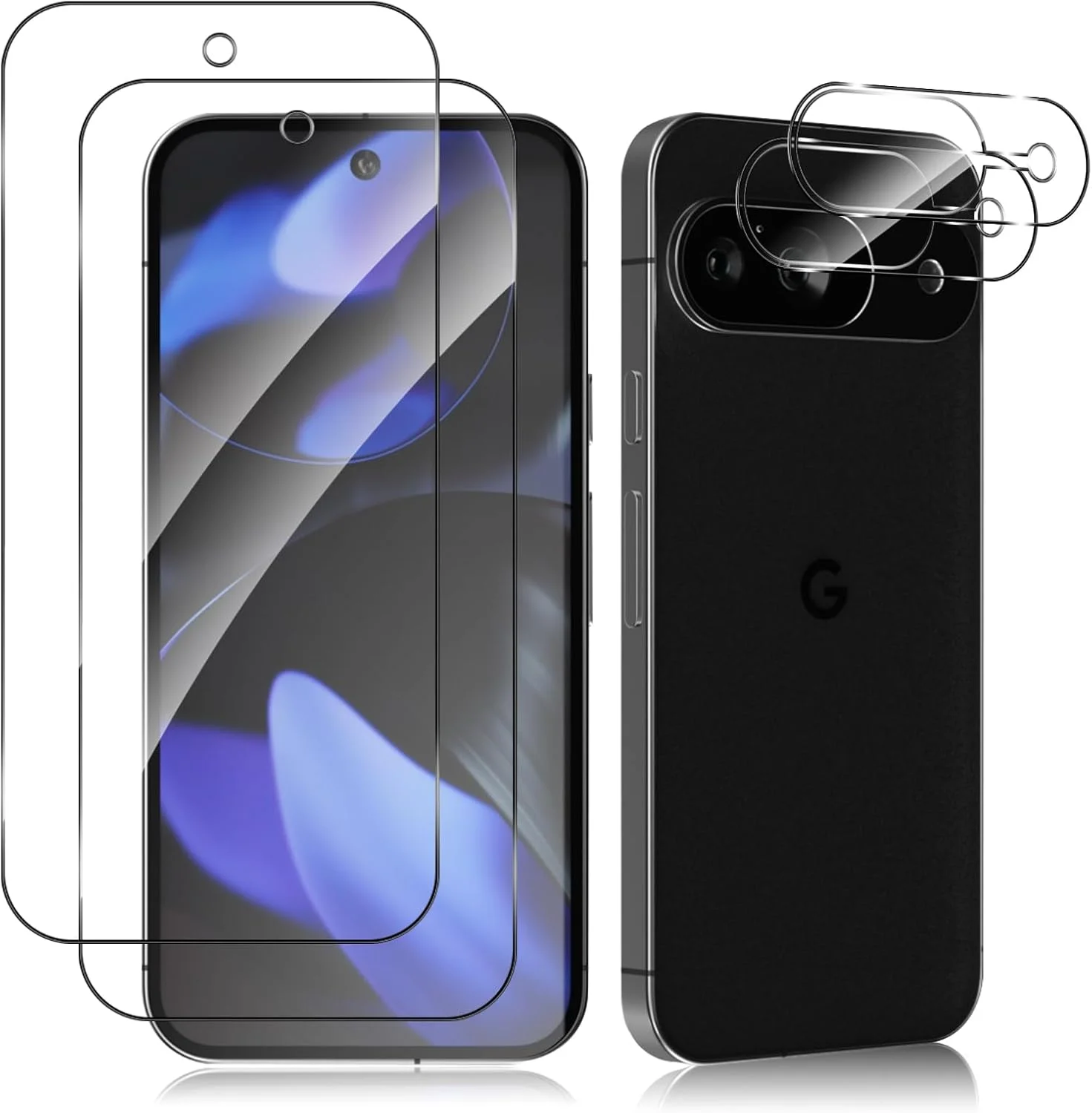 محافظ صفحه نمایش و محافظ لنز دوربین HeeYeal سازگار با Google Pixel 9 5G، [2 + 2 عدد] سختی 9H، HD، شیشه حرارت دیده ضد خش، شیشه حرارت دیده برای Google Pixel 9 5G