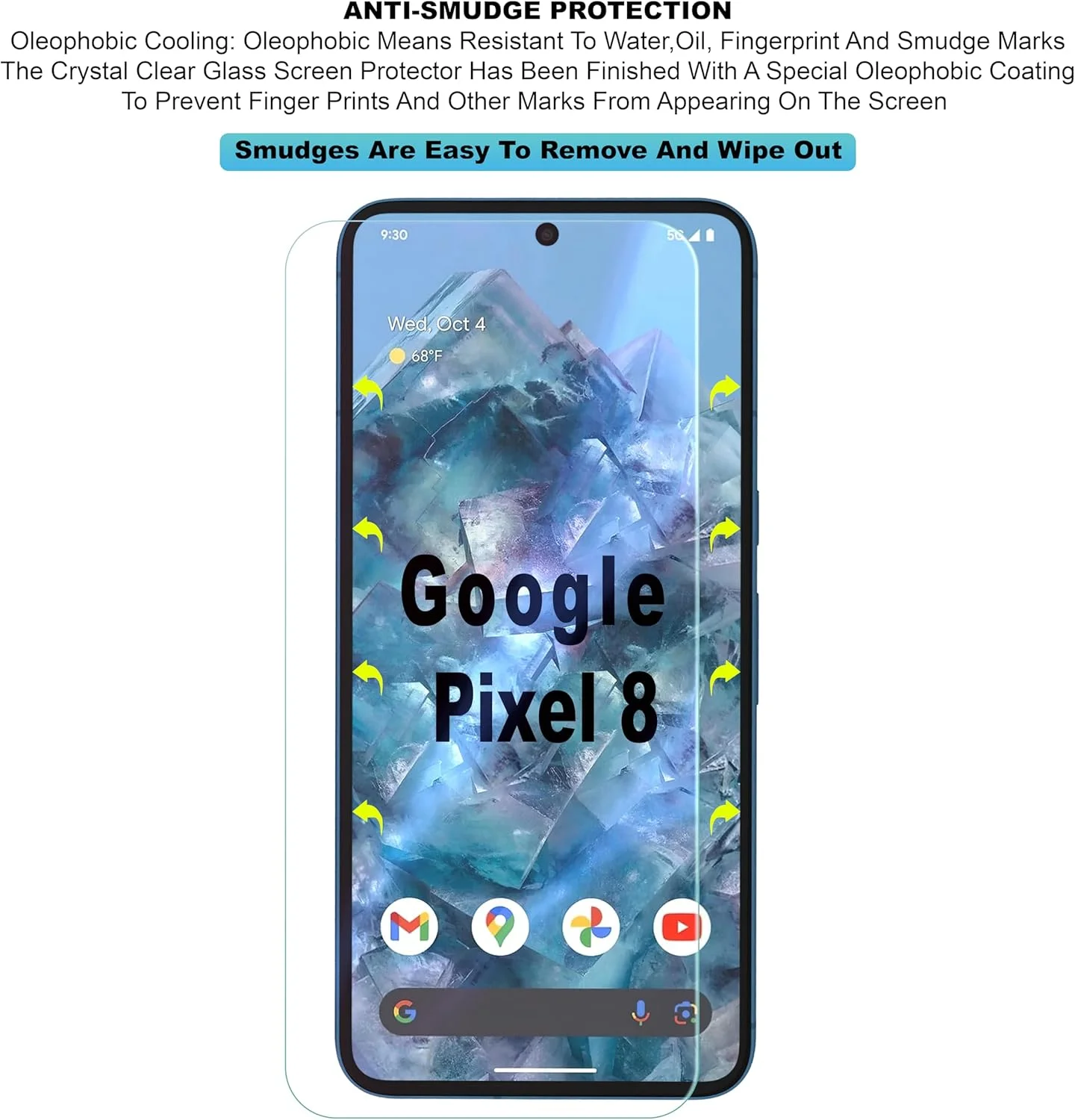 Fonetek, for Google Pixel 8, Pack of 3, TEMPERED GLASS Screen Protector LCD Guard Case Cover - Clear Fonetek, for Google Pixel 8, Pack of 3, TEMPERED GLASS Screen Protector LCD Guard Case Cover - Clear