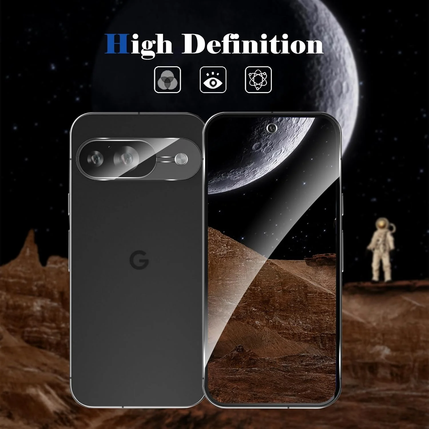 محافظ صفحه نمایش و محافظ لنز دوربین HeeYeal سازگار با Google Pixel 9 5G، [2 + 2 عدد] سختی 9H، HD، شیشه حرارت دیده ضد خش، شیشه حرارت دیده برای Google Pixel 9 5G