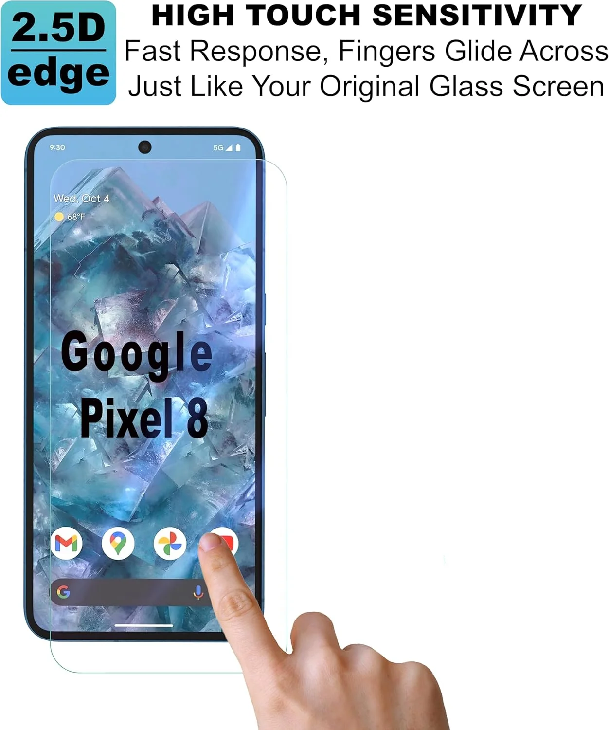 Fonetek, for Google Pixel 8, Pack of 3, TEMPERED GLASS Screen Protector LCD Guard Case Cover - Clear Fonetek, for Google Pixel 8, Pack of 3, TEMPERED GLASS Screen Protector LCD Guard Case Cover - Clear