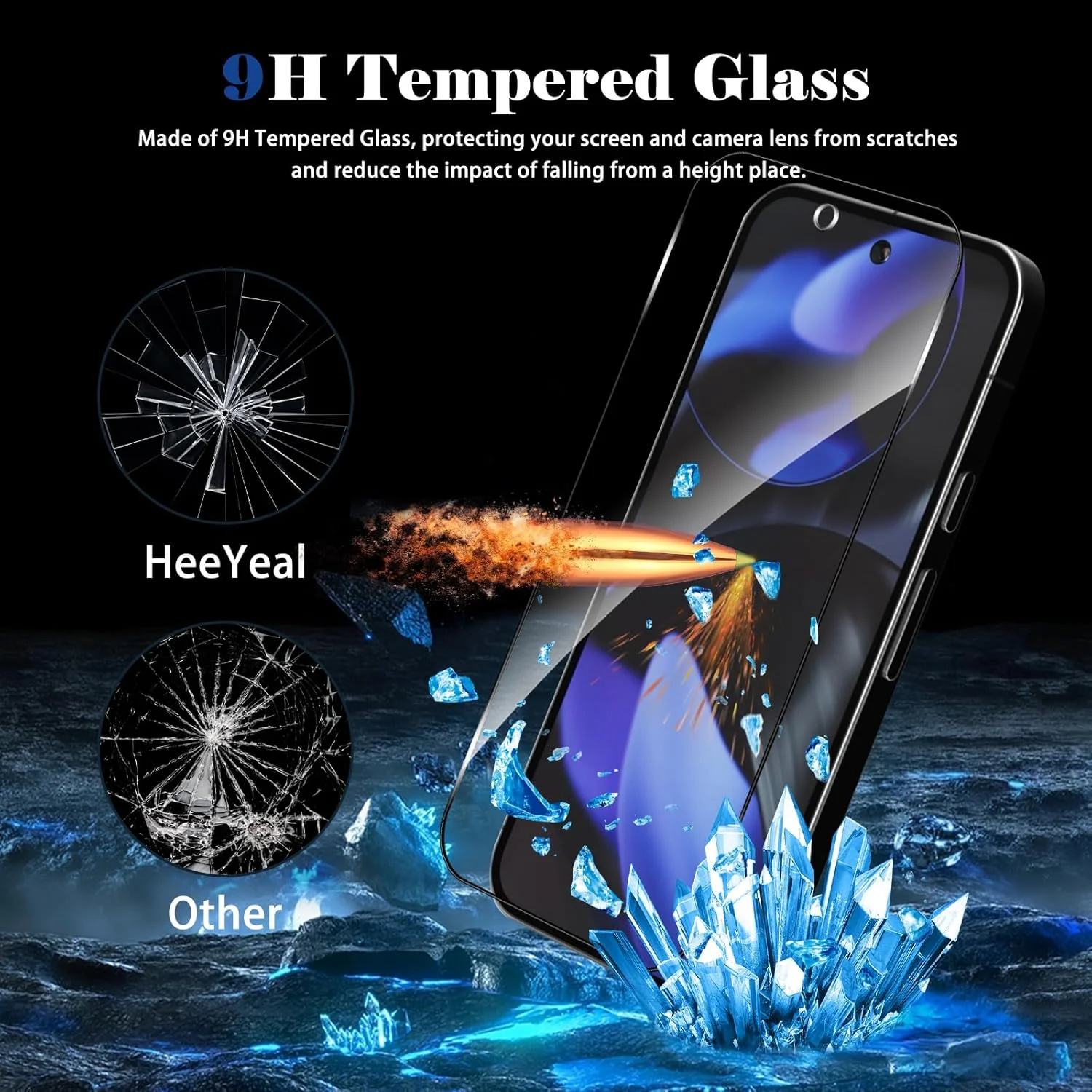 محافظ صفحه نمایش و محافظ لنز دوربین HeeYeal سازگار با Google Pixel 9 5G، [2 + 2 عدد] سختی 9H، HD، شیشه حرارت دیده ضد خش، شیشه حرارت دیده برای Google Pixel 9 5G