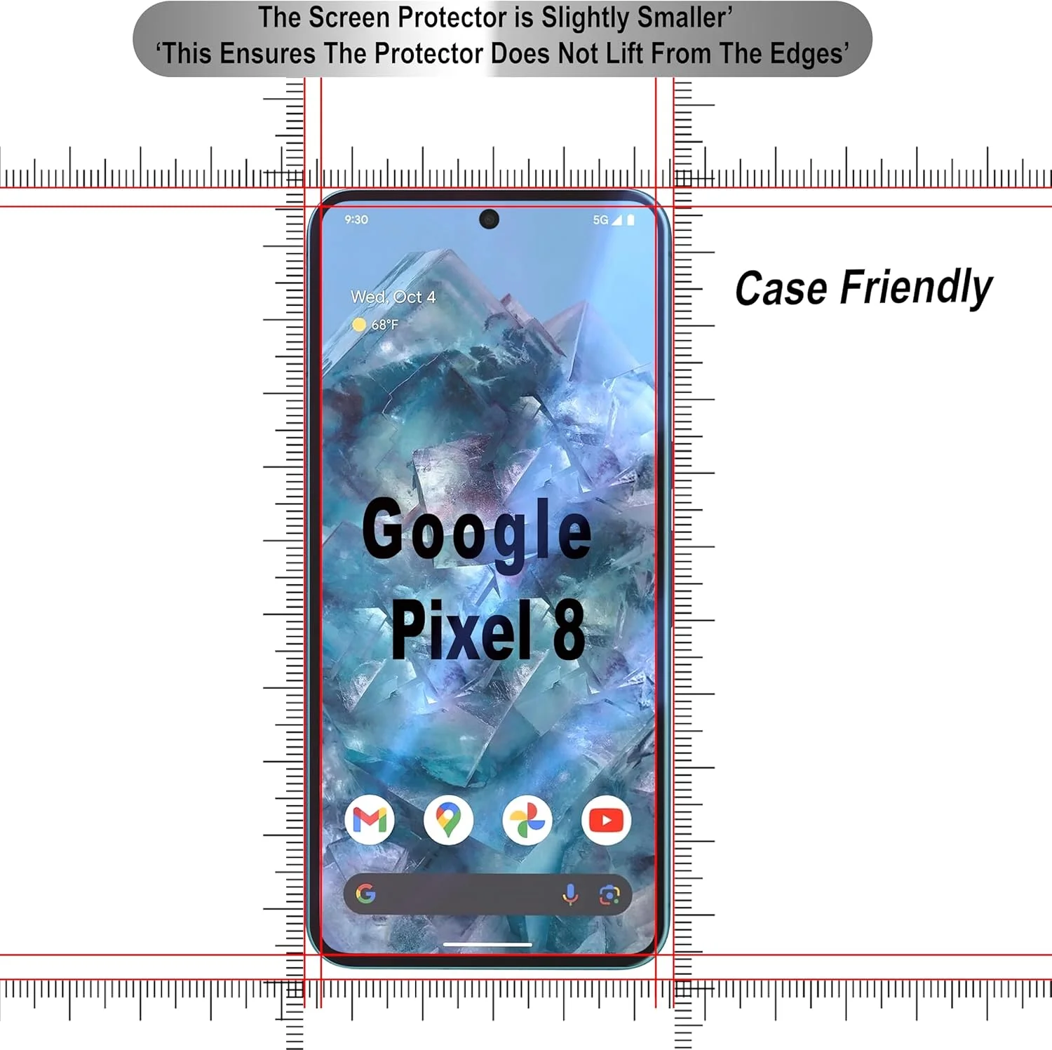 Fonetek, for Google Pixel 8, Pack of 3, TEMPERED GLASS Screen Protector LCD Guard Case Cover - Clear Fonetek, for Google Pixel 8, Pack of 3, TEMPERED GLASS Screen Protector LCD Guard Case Cover - Clear