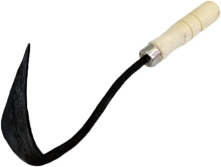 بیلچه باغبانی HODORE برای وجین علف های هرز، بیلچه باغبانی با دسته چوبی کوچک، بیلچه های نوک مثلثی کج، ابزارهای چند منظوره کشاورزی برای کاشت نهال، ابزار حفاری