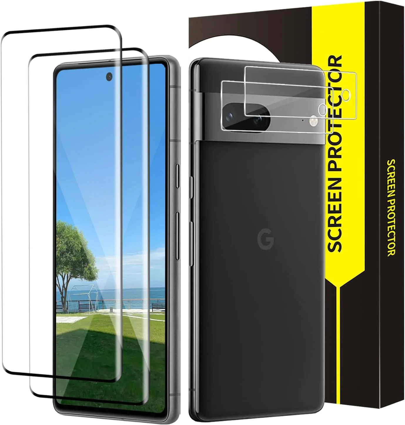 محافظ صفحه نمایش بادیگارد بسته 2+2 برای گوگل پیکسل 7 پرو 5G، لبه های منحنی سه بعدی، ضد حباب، شیشه محافظ فوق العاده مقاوم پیکسل 7 پرو، محافظ صفحه نمایش شیشه ای ضد گرد و غبار با حساسیت بالا