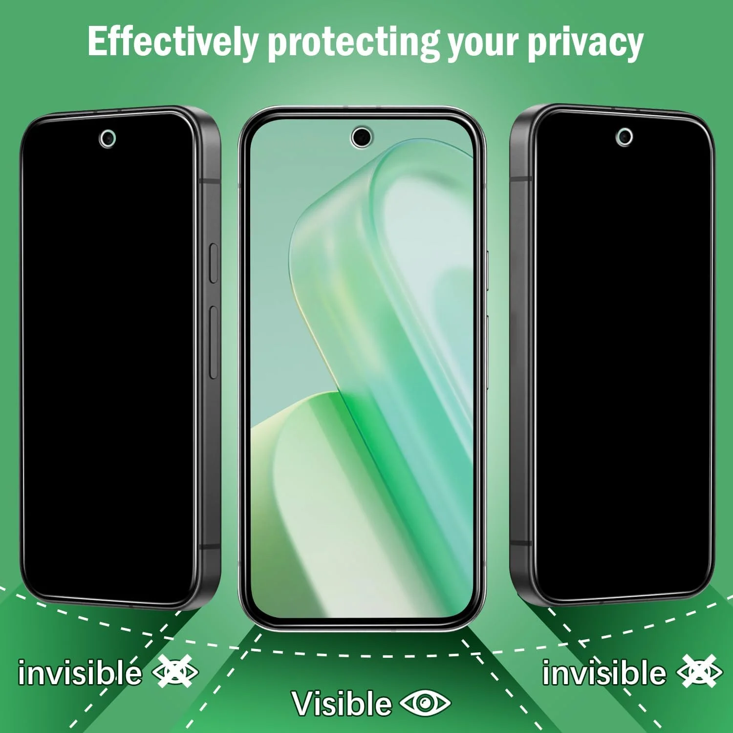 محافظ صفحه نمایش حریم خصوصی پوکولان بسته 3+3 برای گوگل پیکسل 9A به همراه محافظ لنز دوربین، شیشه حرارت دیده ضد جاسوسی، سختی 9H، ضد خش، بدون حباب، نصب آسان