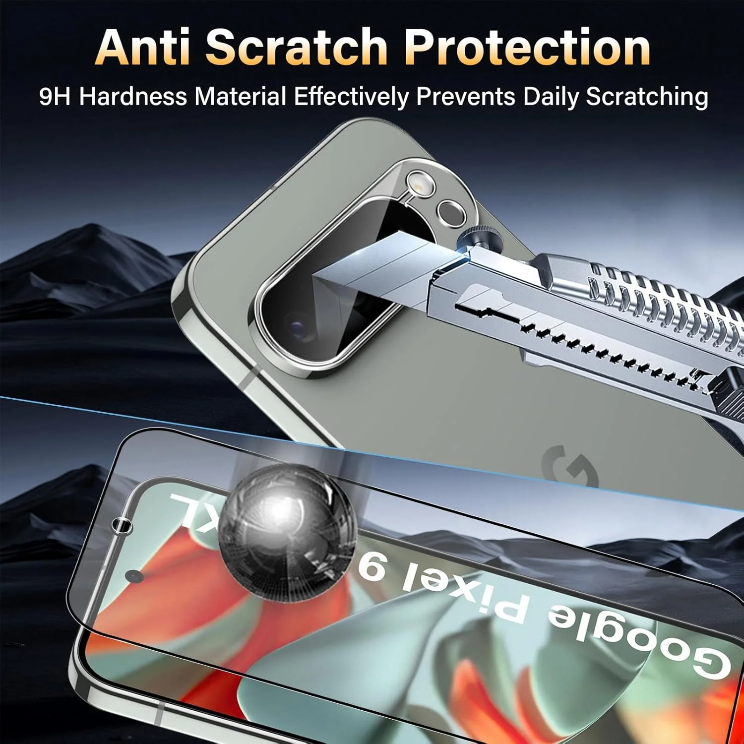 محافظ صفحه نمایش مات شیشه ای حرارت دیده با پوشش کامل Funrae برای Google Pixel 9 Pro XL 5G و محافظ دوربین عقب [2+2 تکه]، ضد انعکاس، ضد اثر انگشت، سختی 9H