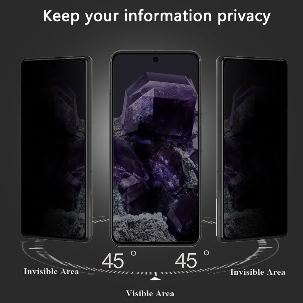 محافظ صفحه نمایش حریم خصوصی FiiMoo برای گوگل پیکسل 8، شیشه حرارت دیده، محافظ صفحه نمایش ضد جاسوسی، [سازگار با قاب] [سختی 9H] [ضد خش]