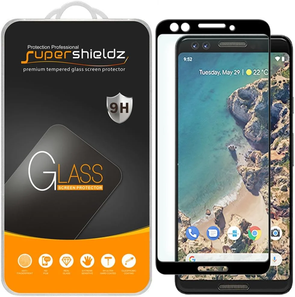 Supershieldz (2 Pack) for Google (Pixel 3) Tempered Glass Screen Protector, (Full Screen Coverage) 0.33mm, Anti Scratch, Bubble Free (Black)