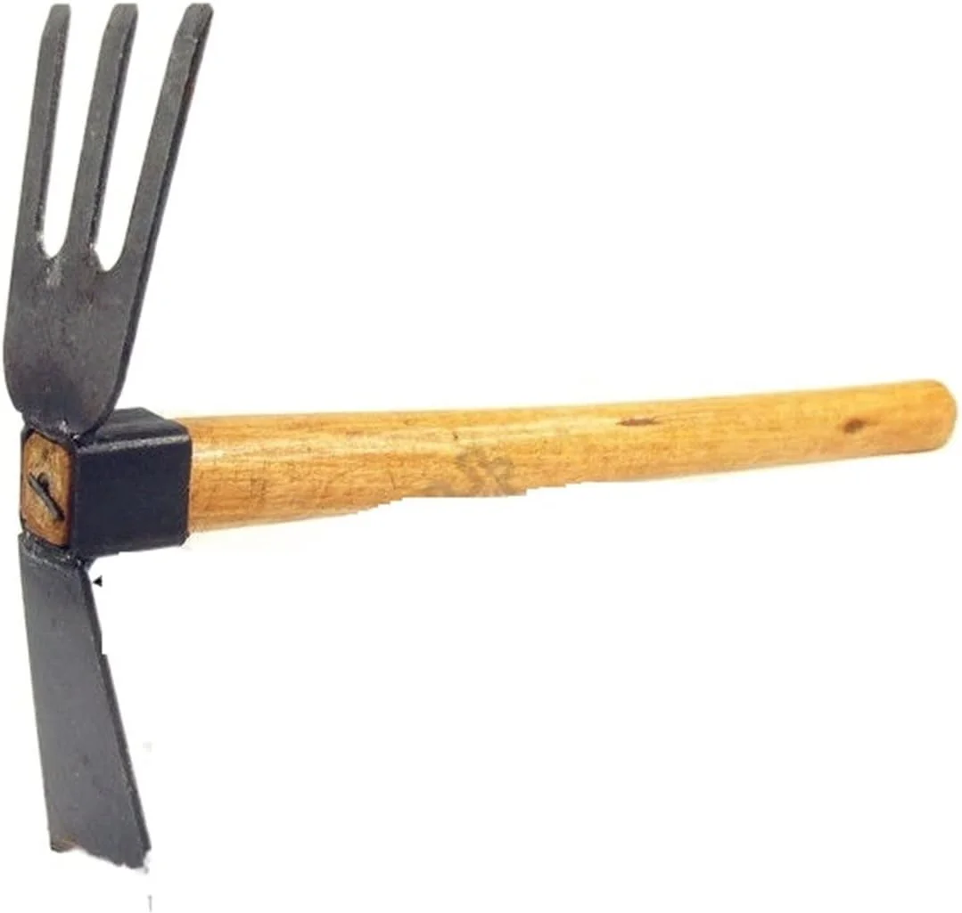 بیلچه سوناخو با دسته چوبی، ابزار کشاورزی فولاد کربنی برای وجین و شخم زدن زمین، مناسب برای باغ سبزیجات