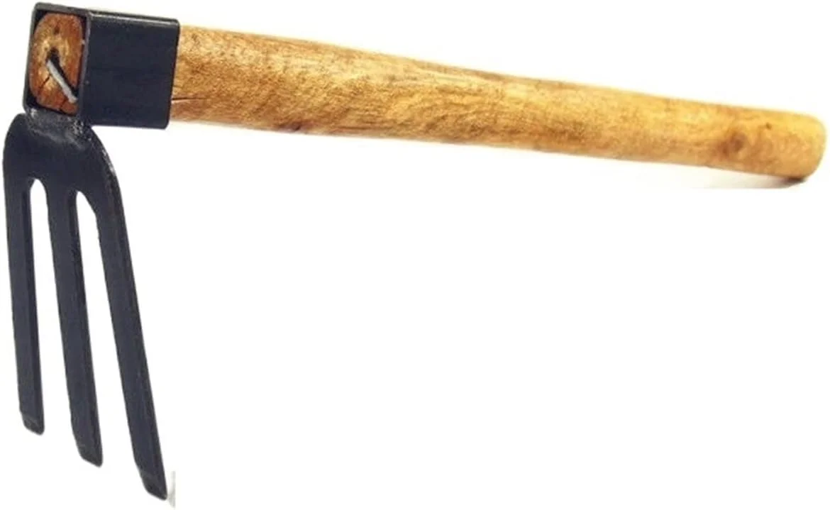 بیلچه سوناخو با دسته چوبی، ابزار کشاورزی بیلچه فولادی کربنی، وجین کن مورد استفاده برای شل کردن زمین، ابزار باغبانی شوفار تارو (رنگ: Hortel)