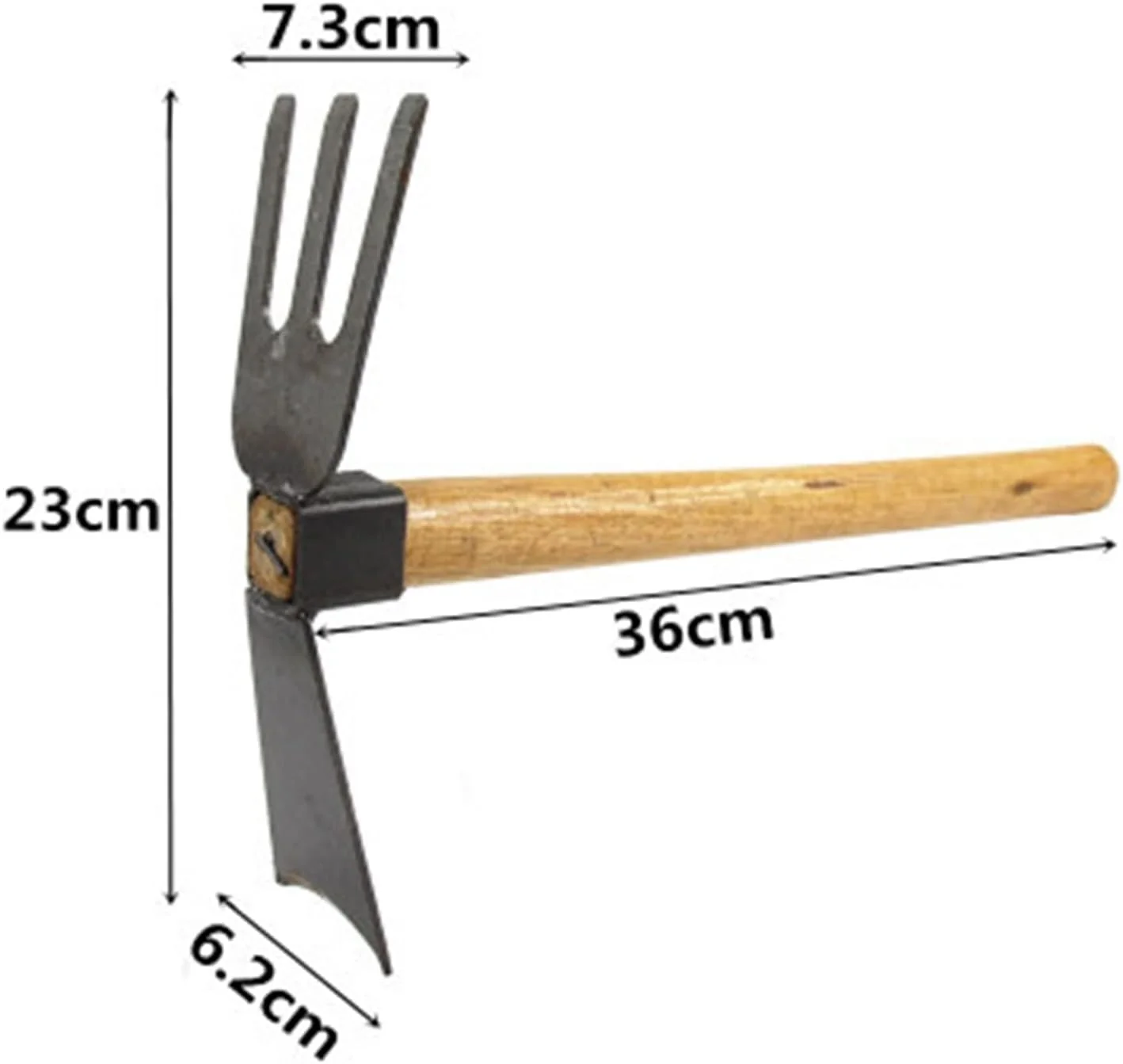بیلچه سوناخو با دسته چوبی، ابزار کشاورزی فولاد کربنی برای وجین و شخم زدن زمین، مناسب برای باغ سبزیجات