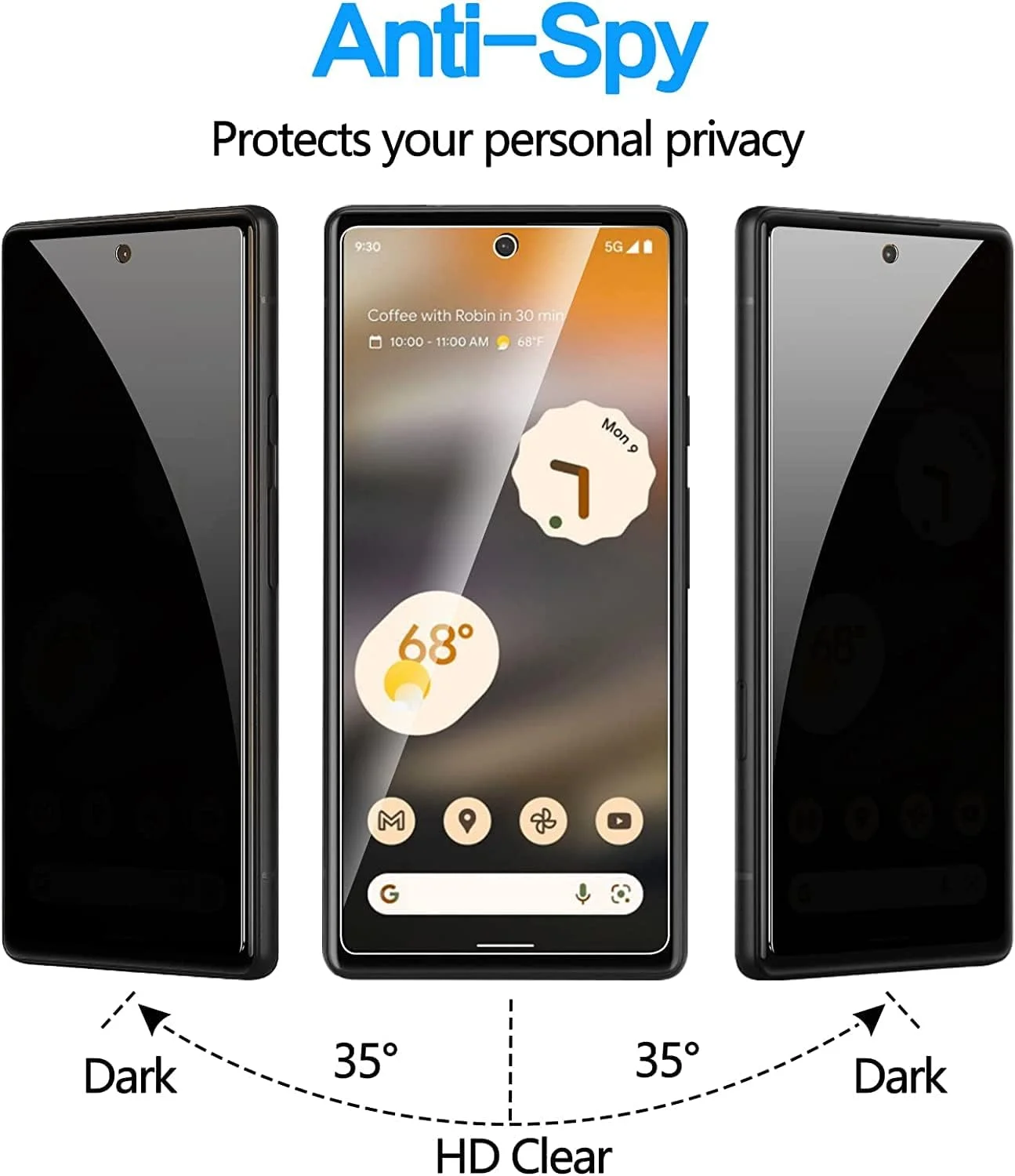 محافظ صفحه نمایش شیشه ای حریم خصوصی Miimall سازگار با گوگل پیکسل 7A، سختی 9H، ضد خش، ضد جاسوسی، بدون حباب، 2 عدد محافظ صفحه نمایش شیشه ای حریم خصوصی Miimall سازگار با گوگل پیکسل 7A، سختی 9H، ضد خش، ضد جاسوسی، بدون حباب، 2 عدد